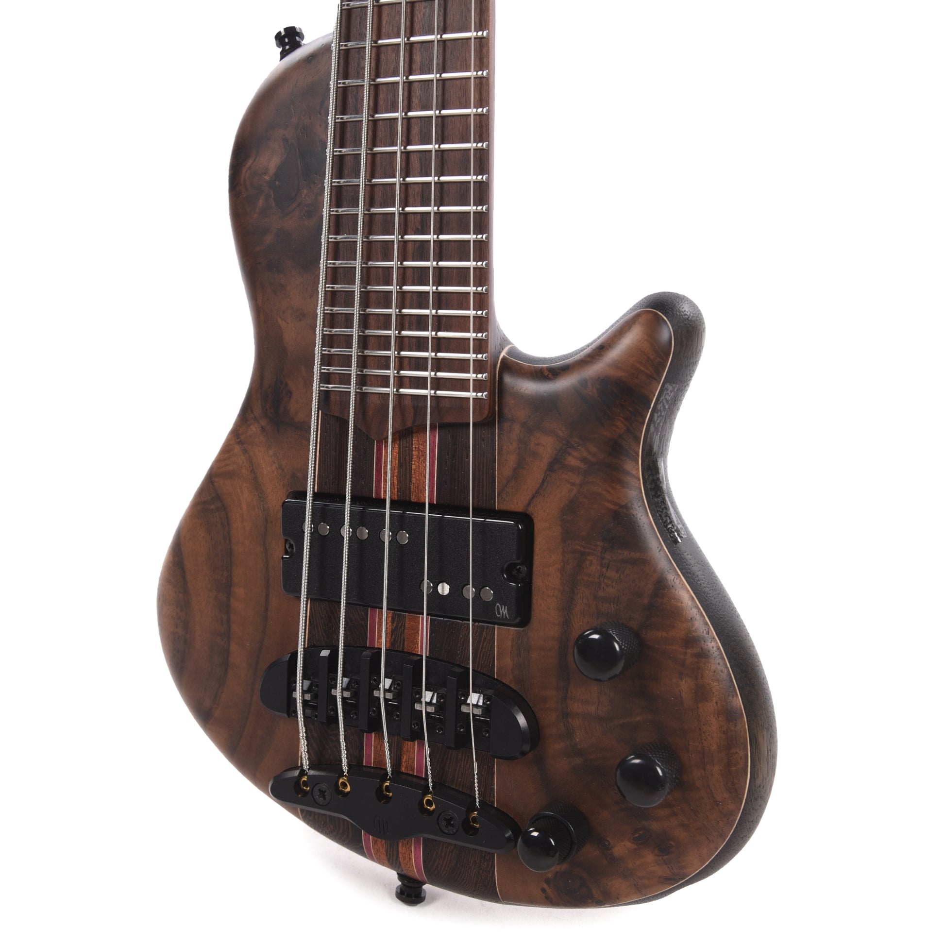 Mayones Cali 5 Bass Walnut Curly Master Grade/Black Limba Natural Bass Guitars / 5-String or More