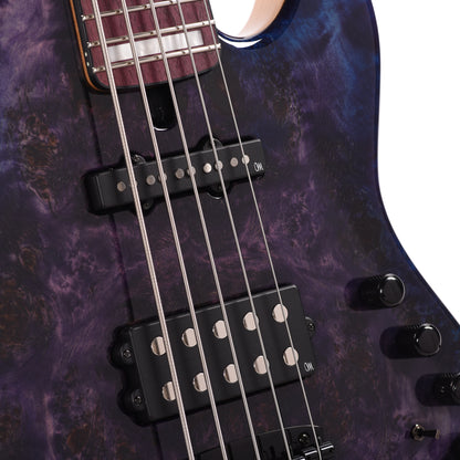 Mayones Jabba Custom 5 Eye Poplar 3A/Swamp Ash Trans Dirty Purple Blue Burst Bass Guitars / 5-String or More