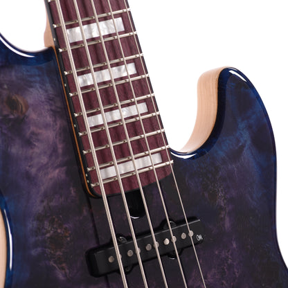 Mayones Jabba Custom 5 Eye Poplar 3A/Swamp Ash Trans Dirty Purple Blue Burst Bass Guitars / 5-String or More