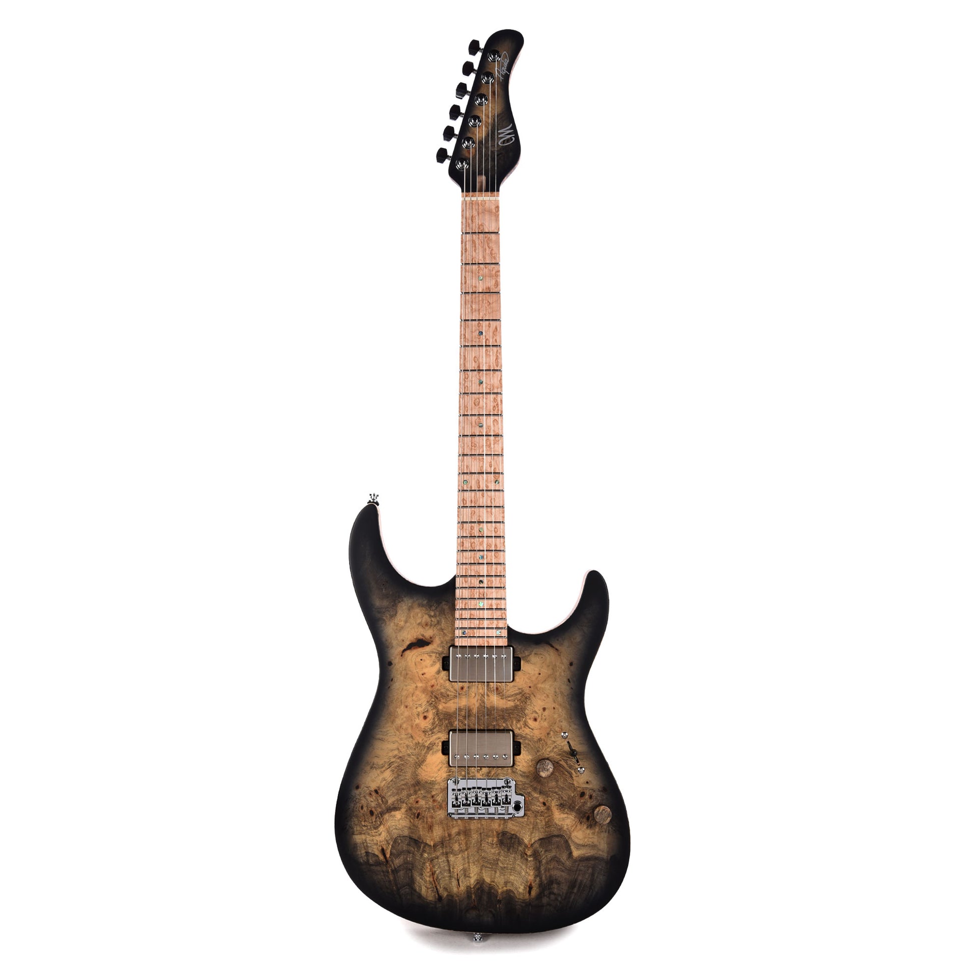 Mayones Aquila Elite S 6 Master Grade Buckeye Burl/Swamp Ash Trans Natural Black Burst Satin Electric Guitars / Solid Body