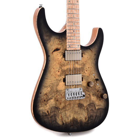 Mayones Aquila Elite S 6 Master Grade Buckeye Burl/Swamp Ash Trans Natural Black Burst Satin Electric Guitars / Solid Body