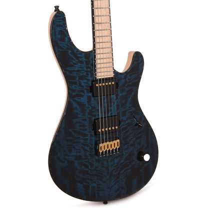 Mayones Regius 6 Curly Poplar 4A/Swamp Ash Trans Turquoise Electric Guitars / Solid Body
