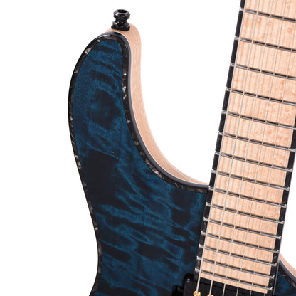 Mayones Regius 6 Curly Poplar 4A/Swamp Ash Trans Turquoise Electric Guitars / Solid Body