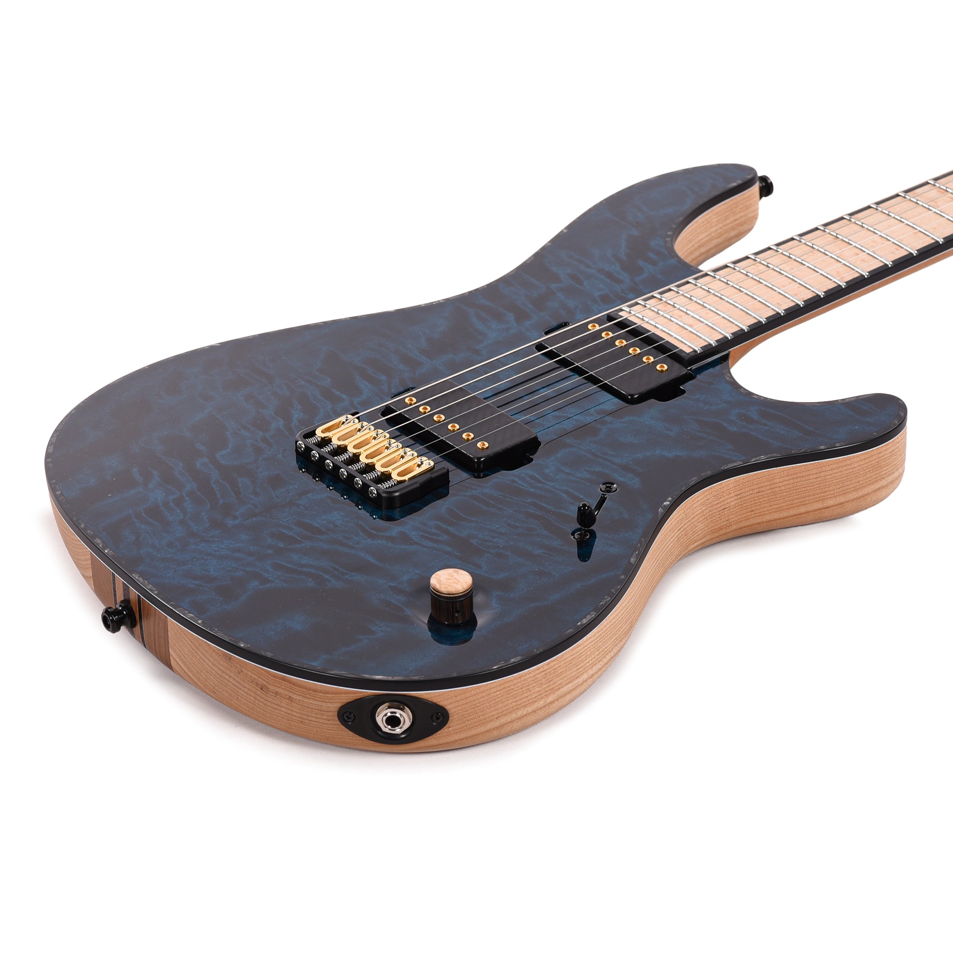 Mayones Regius 6 Curly Poplar 4A/Swamp Ash Trans Turquoise Electric Guitars / Solid Body