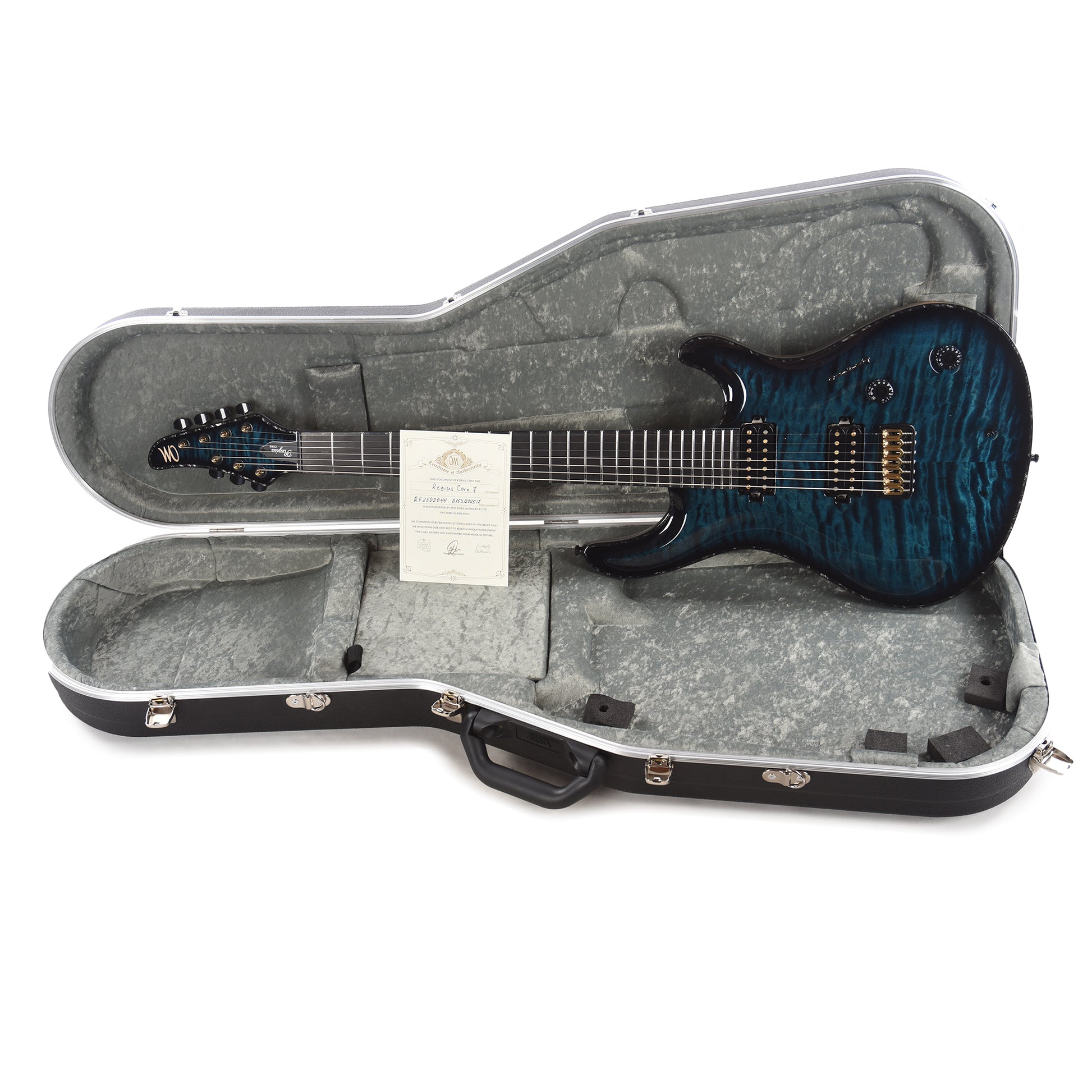 Mayones Regius Core 7 Quilted Maple 5A/Swamp Ash Trans Turquoise Electric Guitars / Solid Body