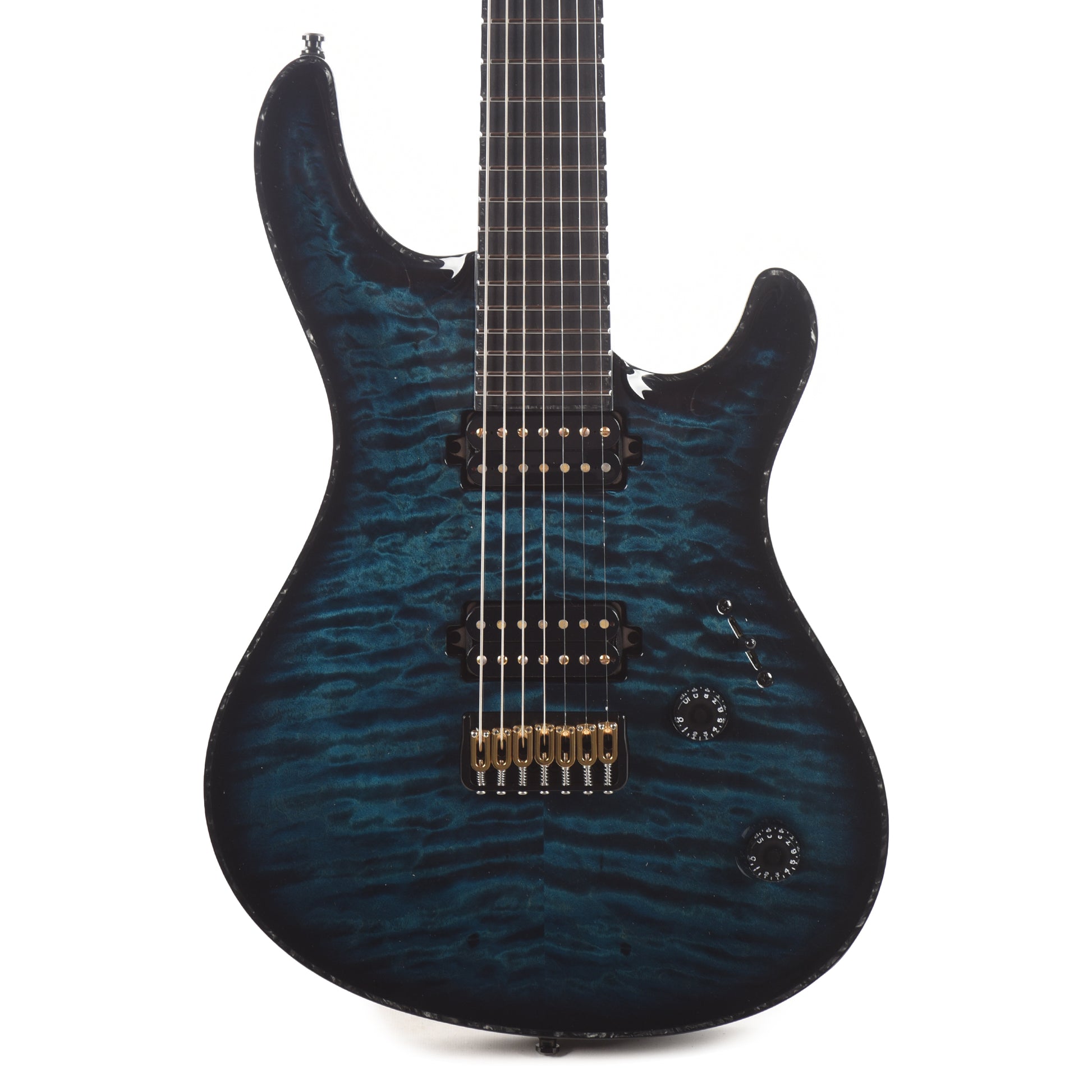 Mayones Regius Core 7 Quilted Maple 5A/Swamp Ash Trans Turquoise Electric Guitars / Solid Body