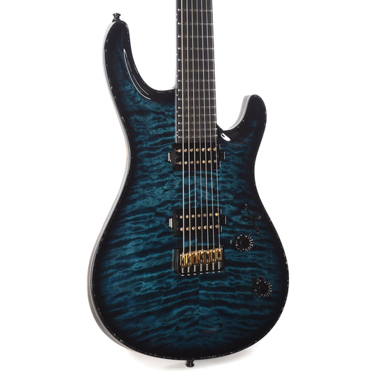 Mayones Regius Core 7 Quilted Maple 5A/Swamp Ash Trans Turquoise Electric Guitars / Solid Body