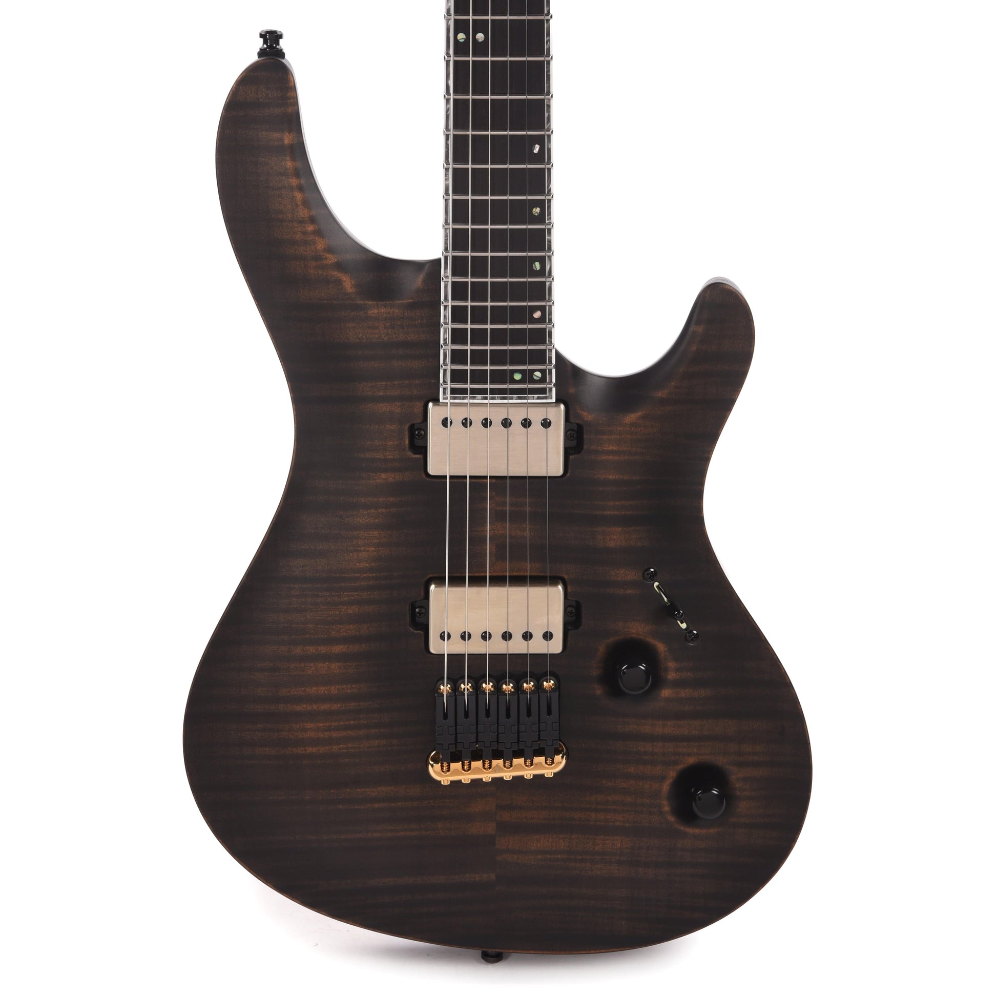 Mayones Regius Core Classic 6 3A Flame Maple/Mahogany Khaya Antique Black Matte Electric Guitars / Solid Body