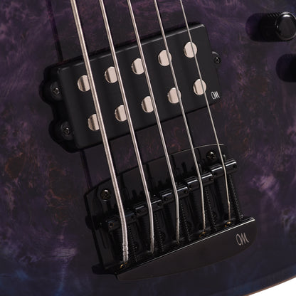 Mayones Jabba Custom 5 Eye Poplar 3A/Swamp Ash Trans Dirty Purple Blue Burst