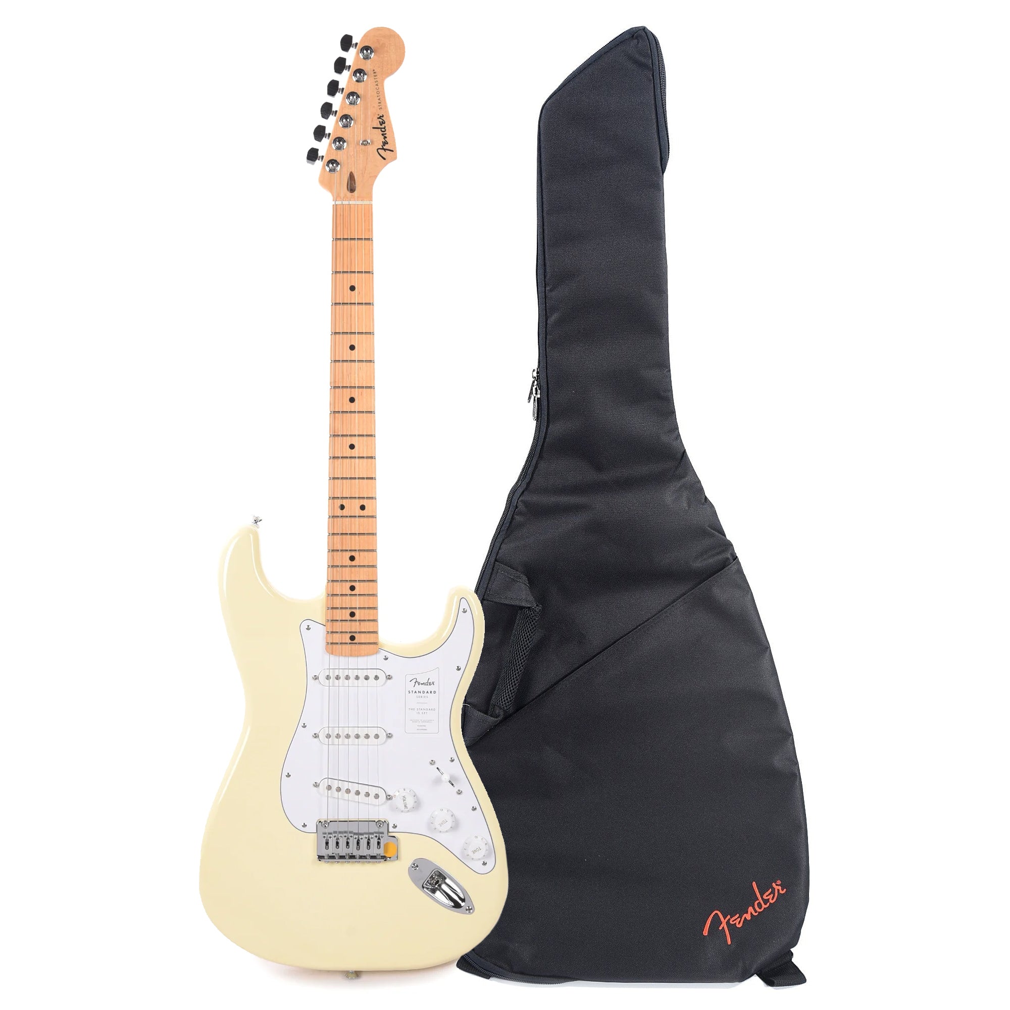 Fender Standard Stratocaster MN Olympic White and FE405 Gig Bag Bundle