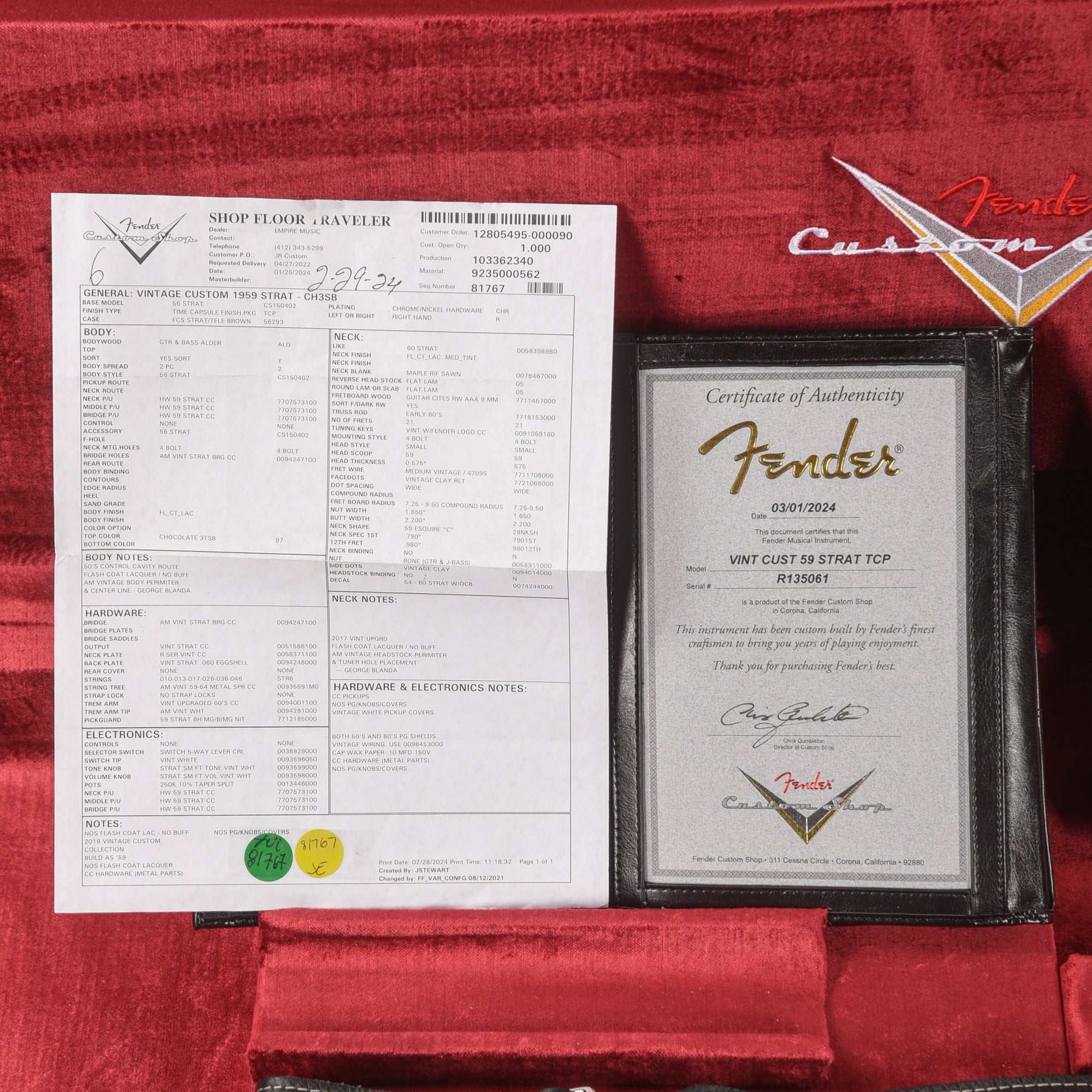 Fender Custom Shop Vintage Custom 59 Stratocaster Time Capsule Sunburst 2024
