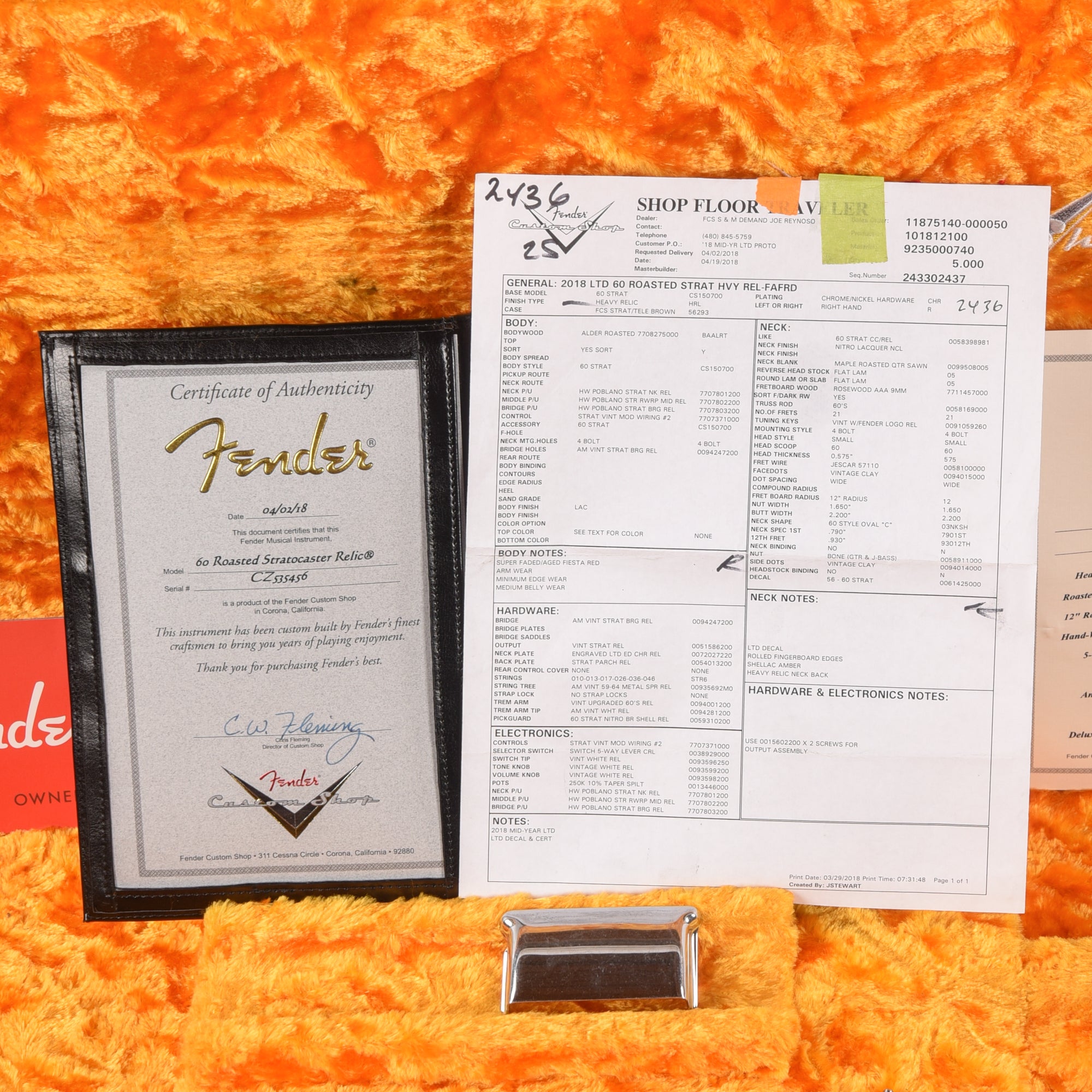 Fender Custom Shop '60 Roasted Stratocaster Relic Fiesta Red 2018