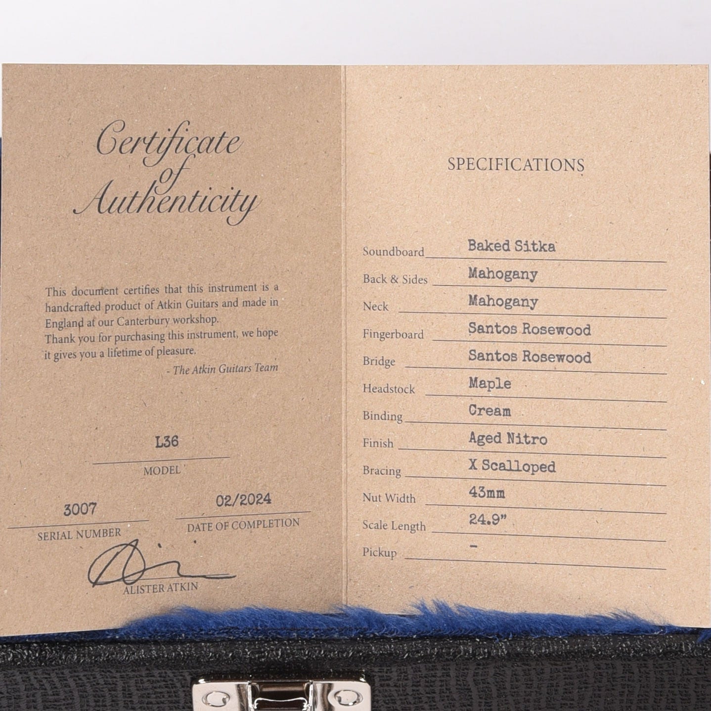 Atkin The Thirty Six Aged Baked Sitka/Mahogany Sunburst