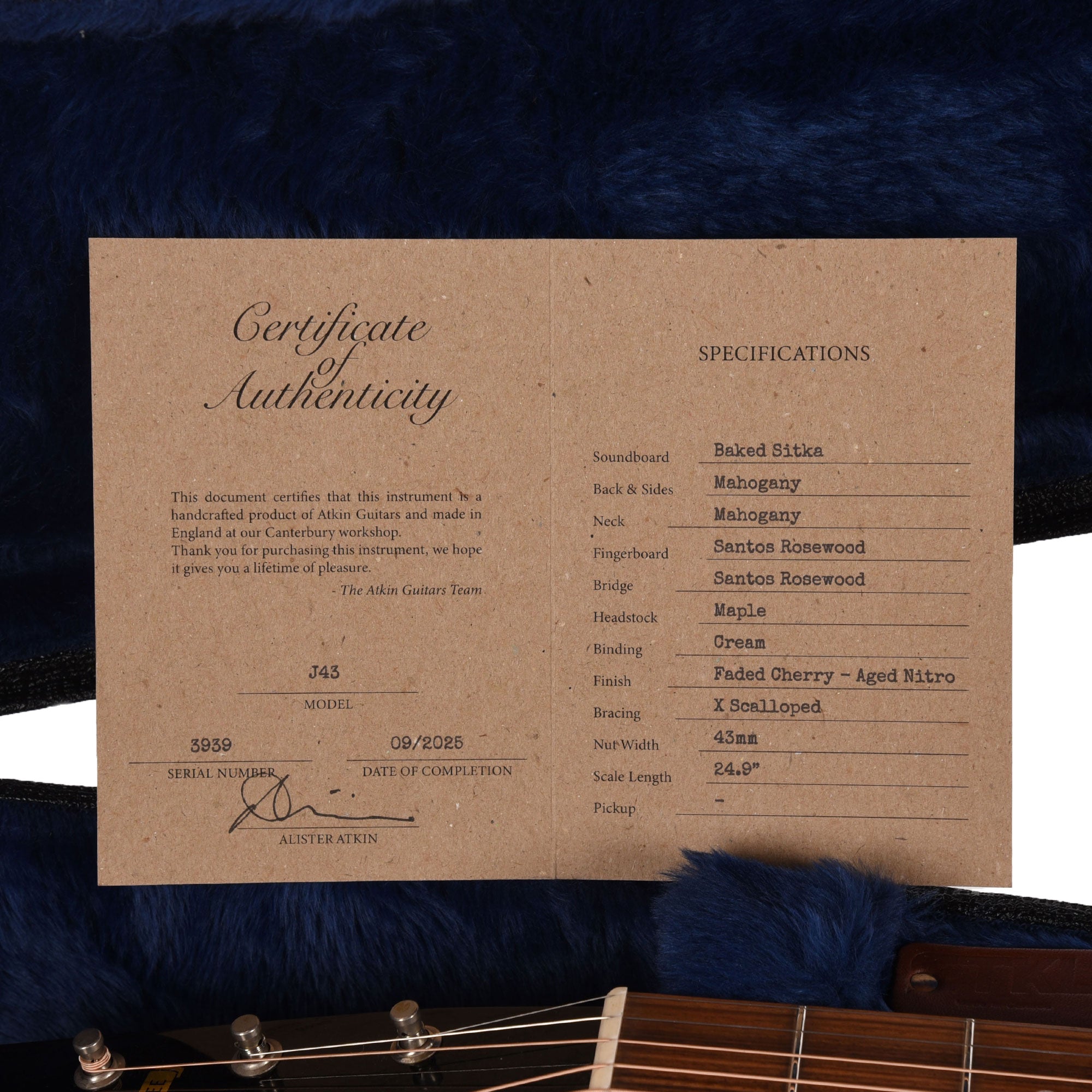 Atkin The Forty Three Baked Sitka/Mahogany Aged Faded Cherry Burst