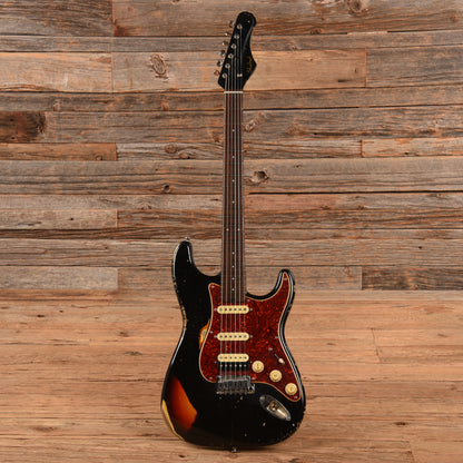 Shabat Lynx HSS Black Over 3-Tone Sunburst Relic 2022