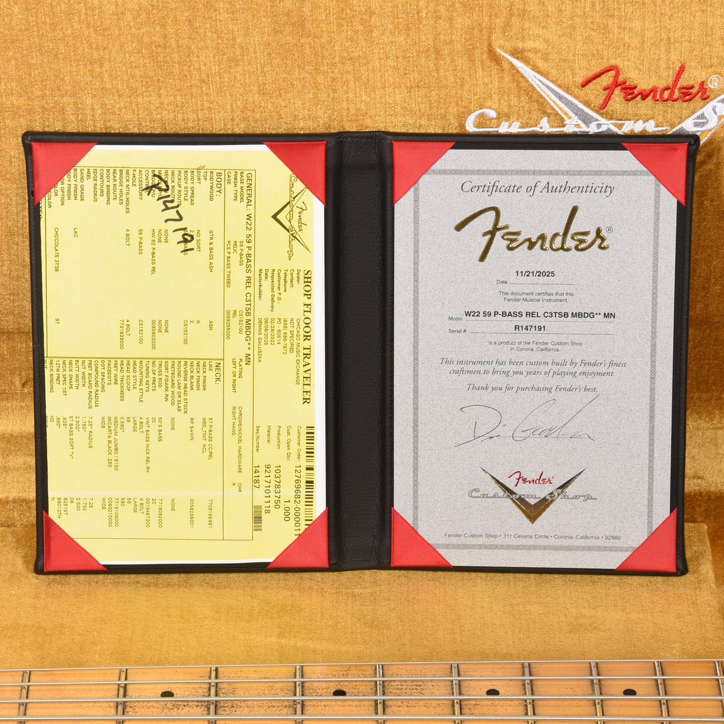 Fender Custom Shop 1959 Precision Bass Relic Chocolate 3-Color Sunburst w/El Dorado Cowhide Pickguard Master Built by Dennis Galuszka