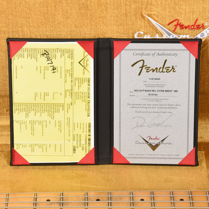 Fender Custom Shop 1959 Precision Bass Relic Chocolate 3-Color Sunburst w/El Dorado Cowhide Pickguard Master Built by Dennis Galuszka