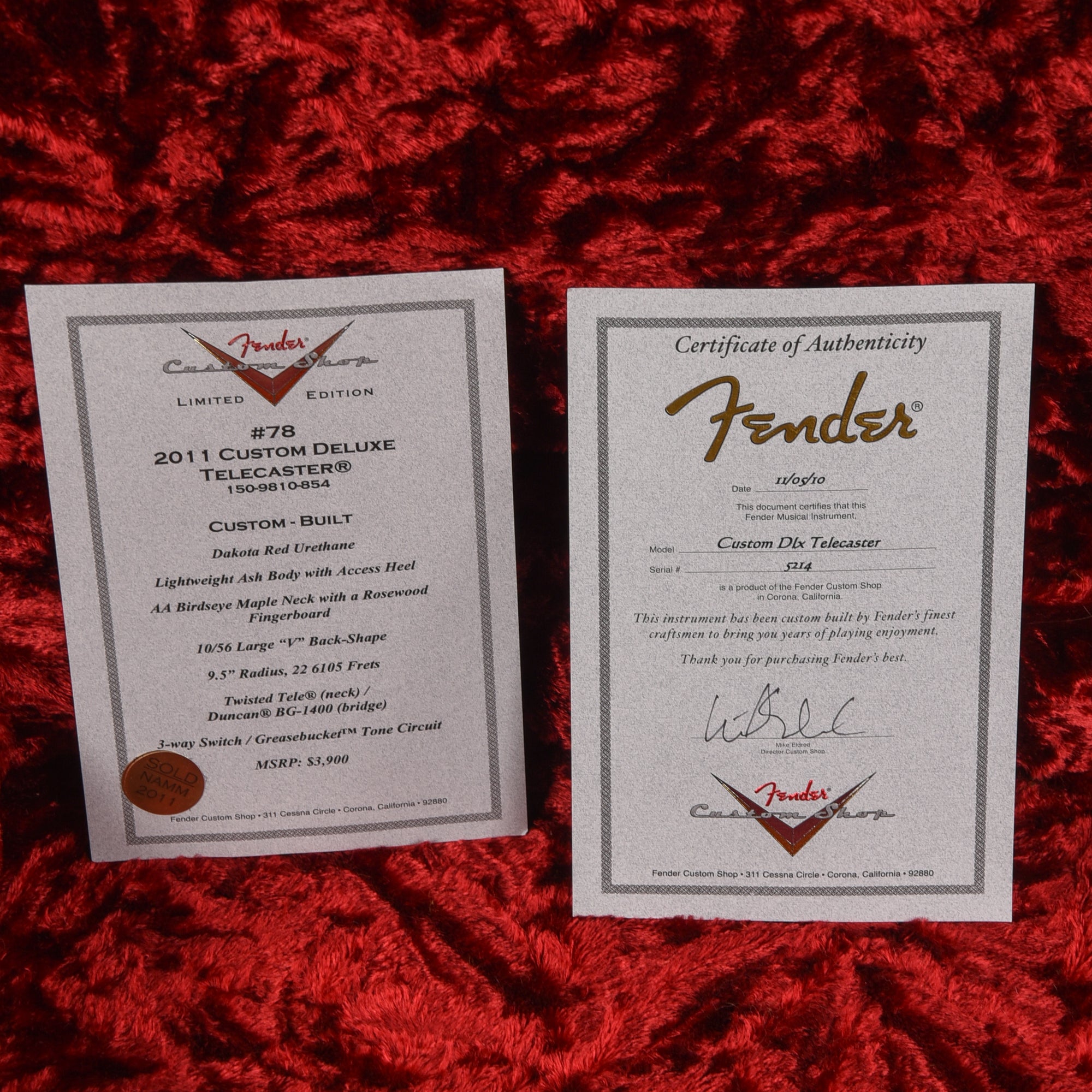 Fender Custom Shop Postmodern Telecaster Neck with Custom Deluxe Telecaster Body Dakota Red