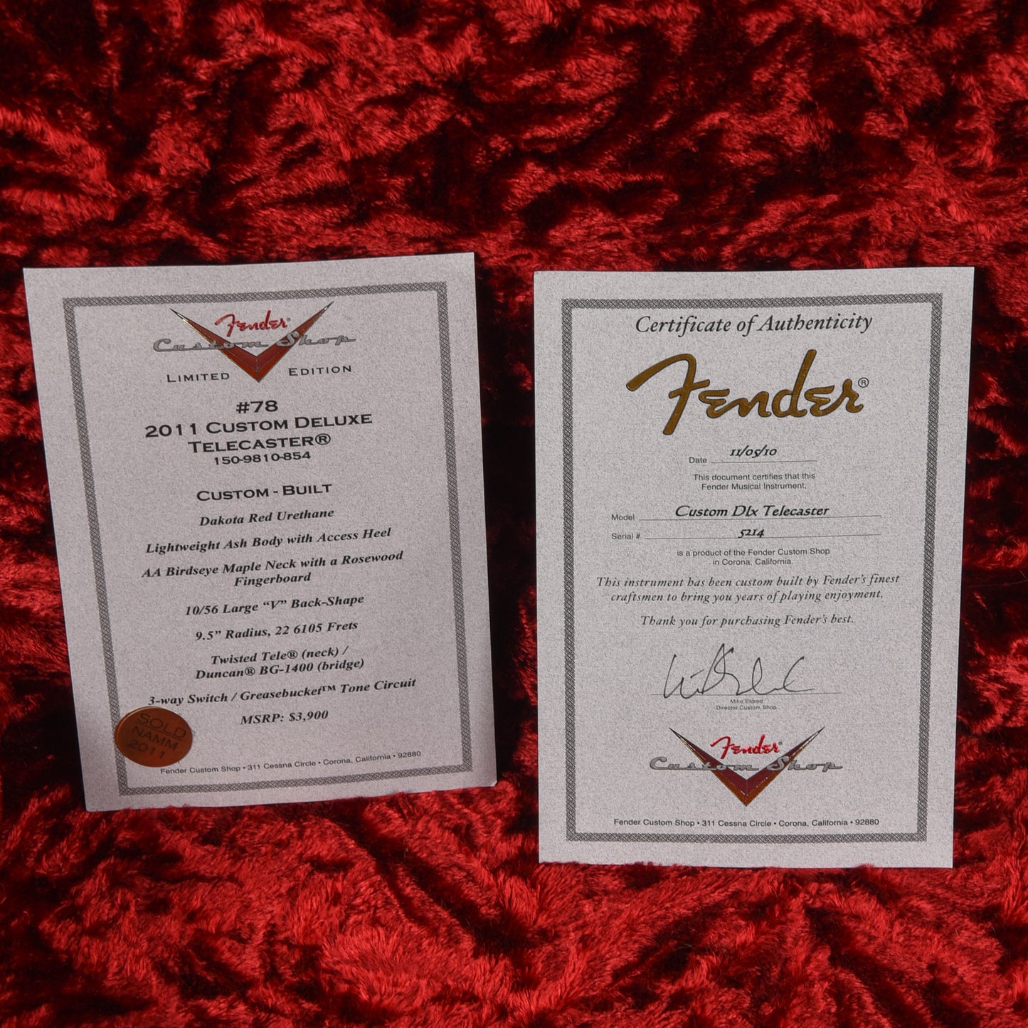 Fender Custom Shop Postmodern Telecaster Neck with Custom Deluxe Telecaster Body Dakota Red