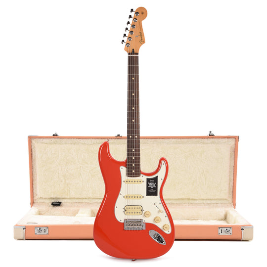 Fender Player II Stratocaster HSS RW Coral Red and Pacific Peach Hardshell Case Bundle