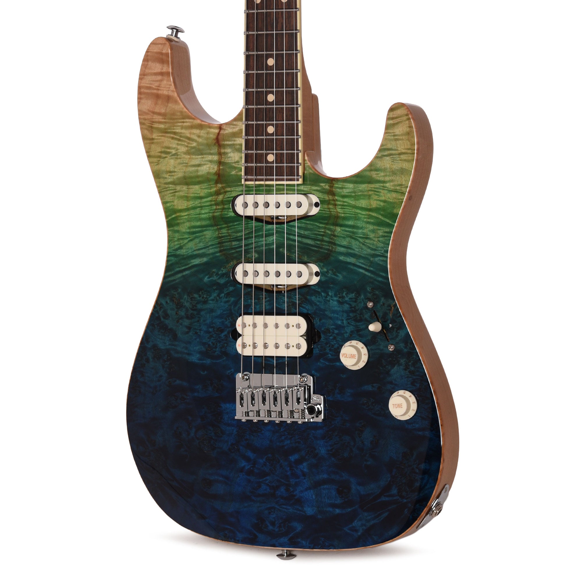 Suhr Custom Standard Aqua Blue Gradient w/CME-Selected Burl Maple Top