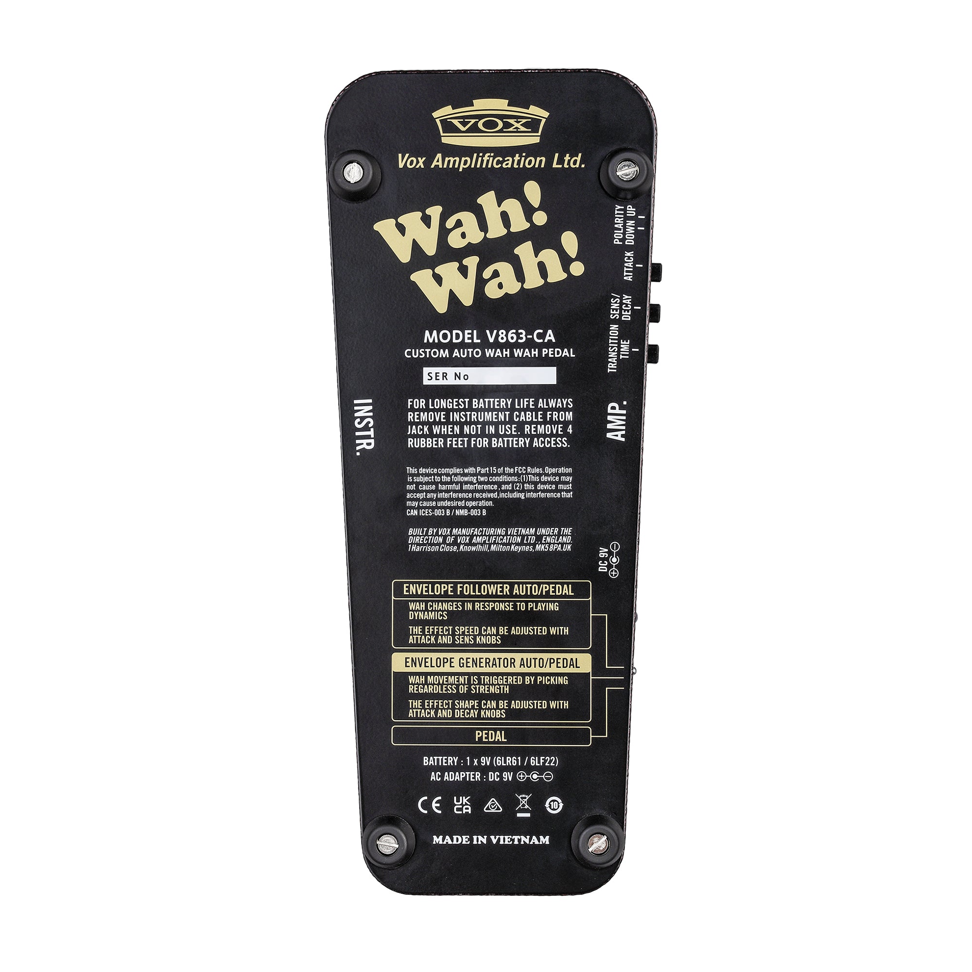 Vox V863CA Custom Auto Wah Pedal