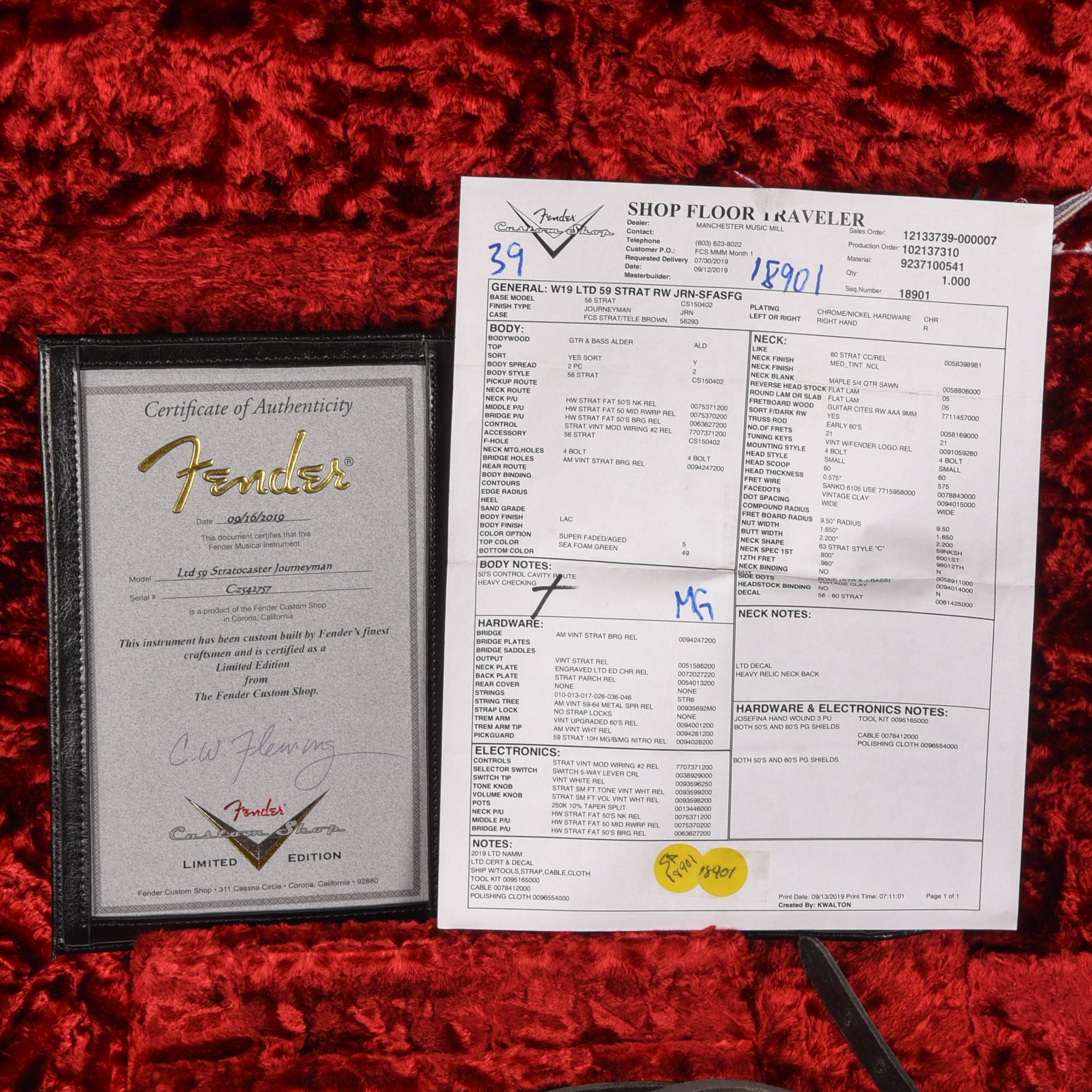 Fender Custom Shop Limited Edition 1959 Stratocaster Journeyman Relic Body with Unknown Custom Shop Neck Super Faded Aged Sea Foam Green