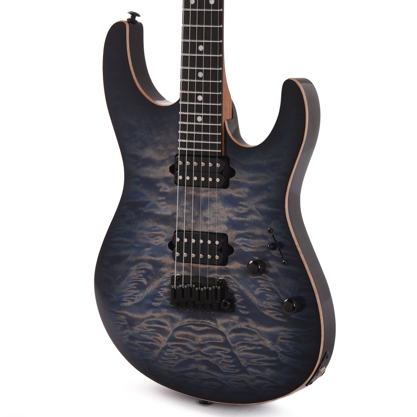 Suhr Custom Modern HH Angel Quilt Maple/Mahogany Faded Transparent Whale Blue Burst