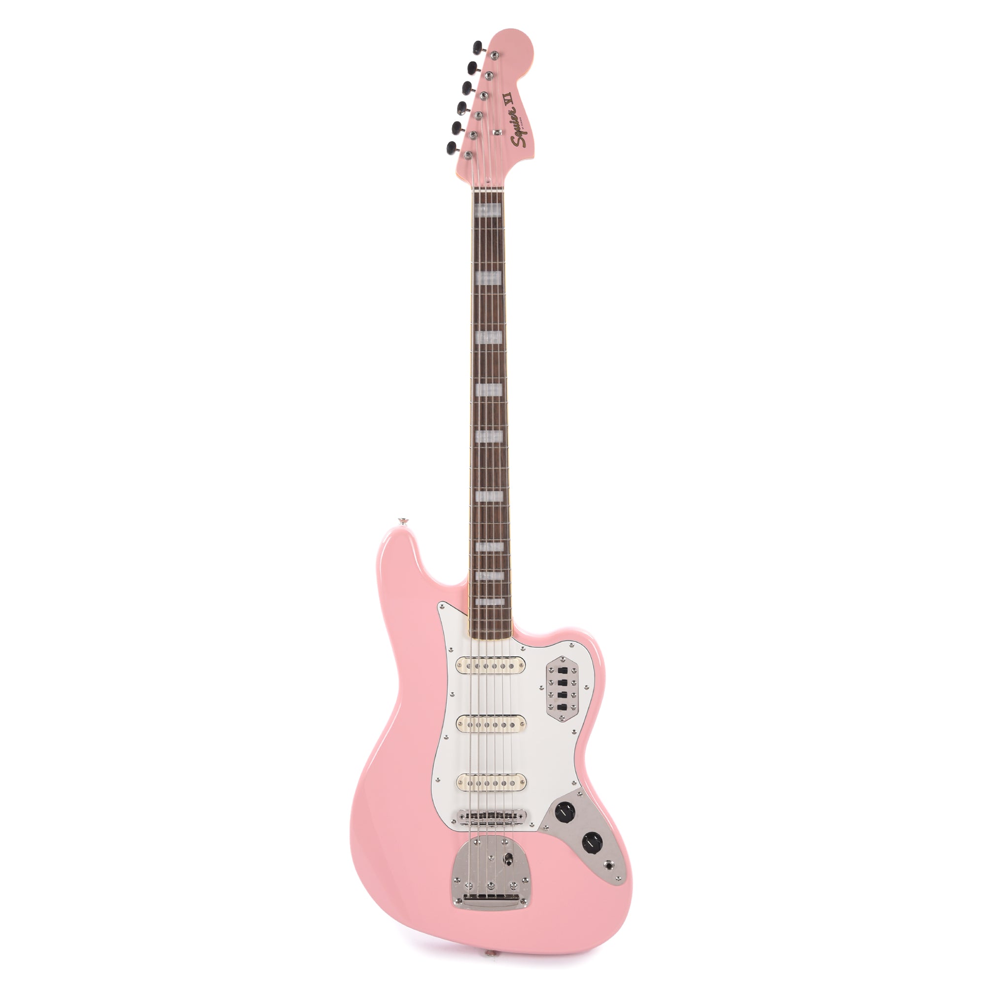 Squier Classic Vibe Bass VI Shell Pink w/Matching Headcap & 3-Ply Parchment Pickguard