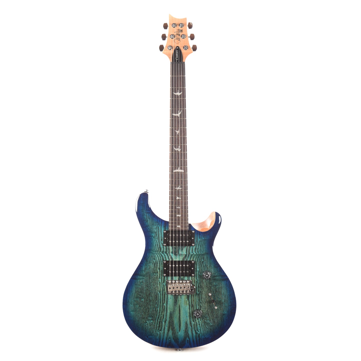 PRS Limited Edition SE Exotic Custom 24 Swamp Ash Burl Lake Blue w/Natural Back