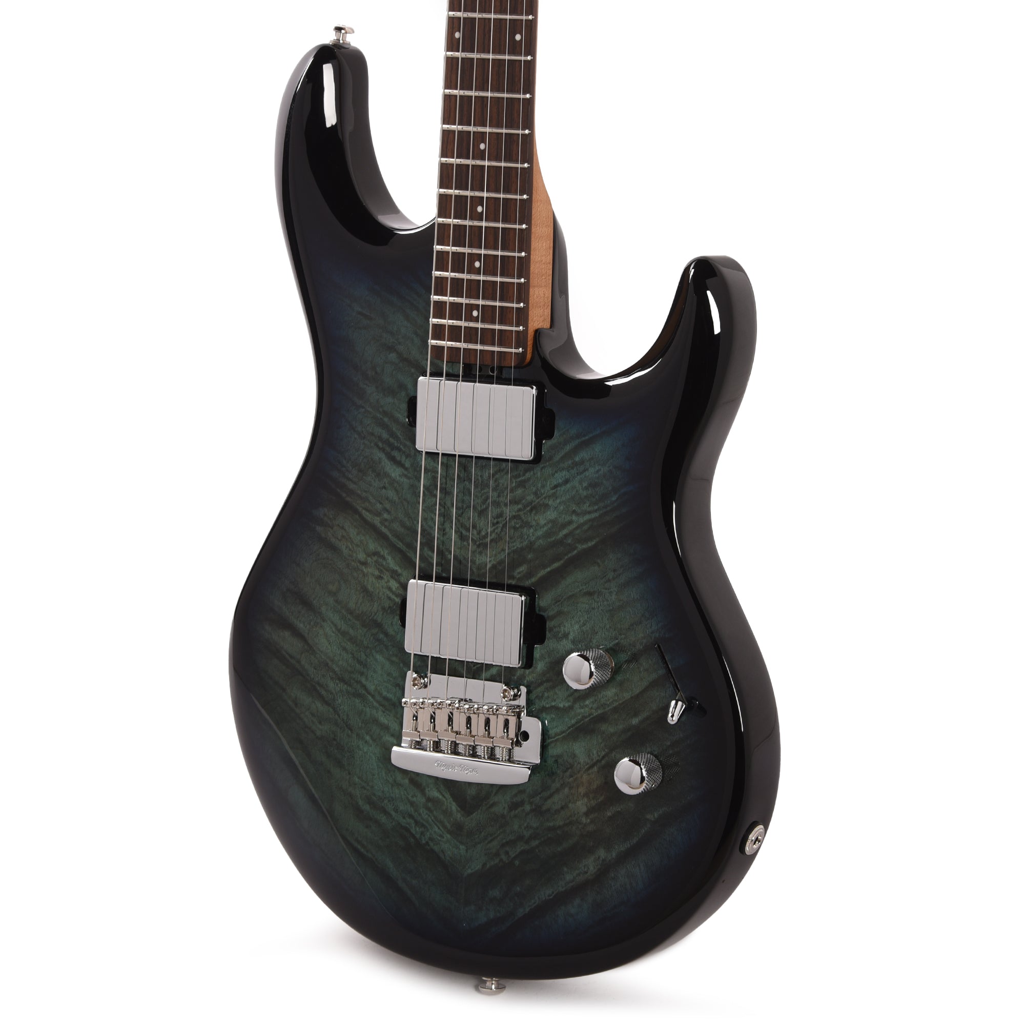 Music Man Luke 4 Maple Top HH Blue Flame w/Roasted Figured Maple Neck