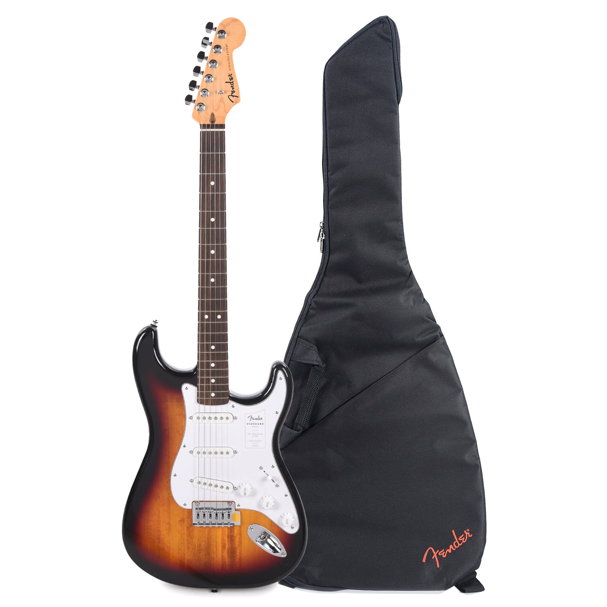 Fender Standard Stratocaster LRL 3-Color Sunburst and FE405 Gig Bag Bundle