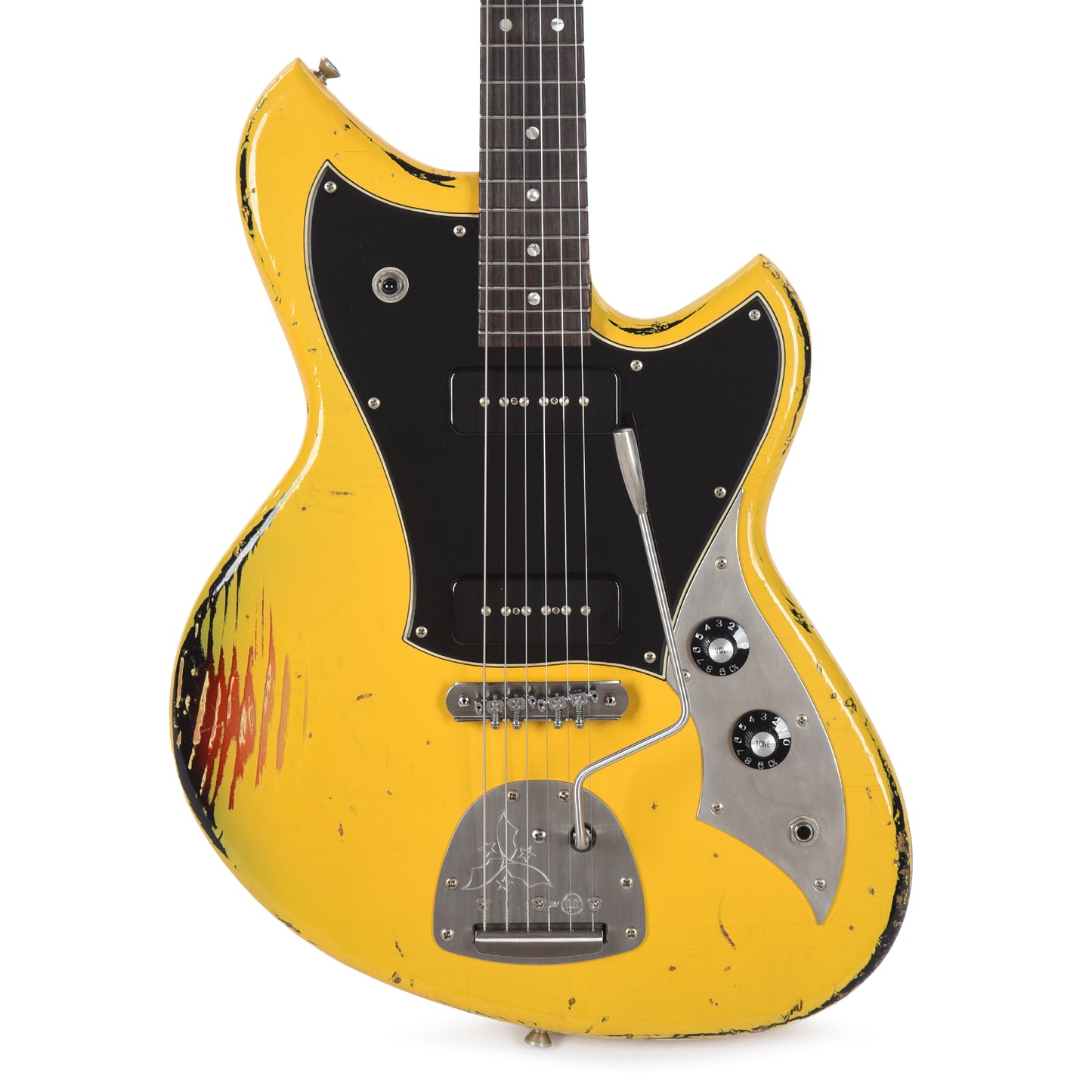 Novo Dealer Limited Nucleus Serus J Vandalism Yellow Over '64 3-Tone Burst Medium Distress