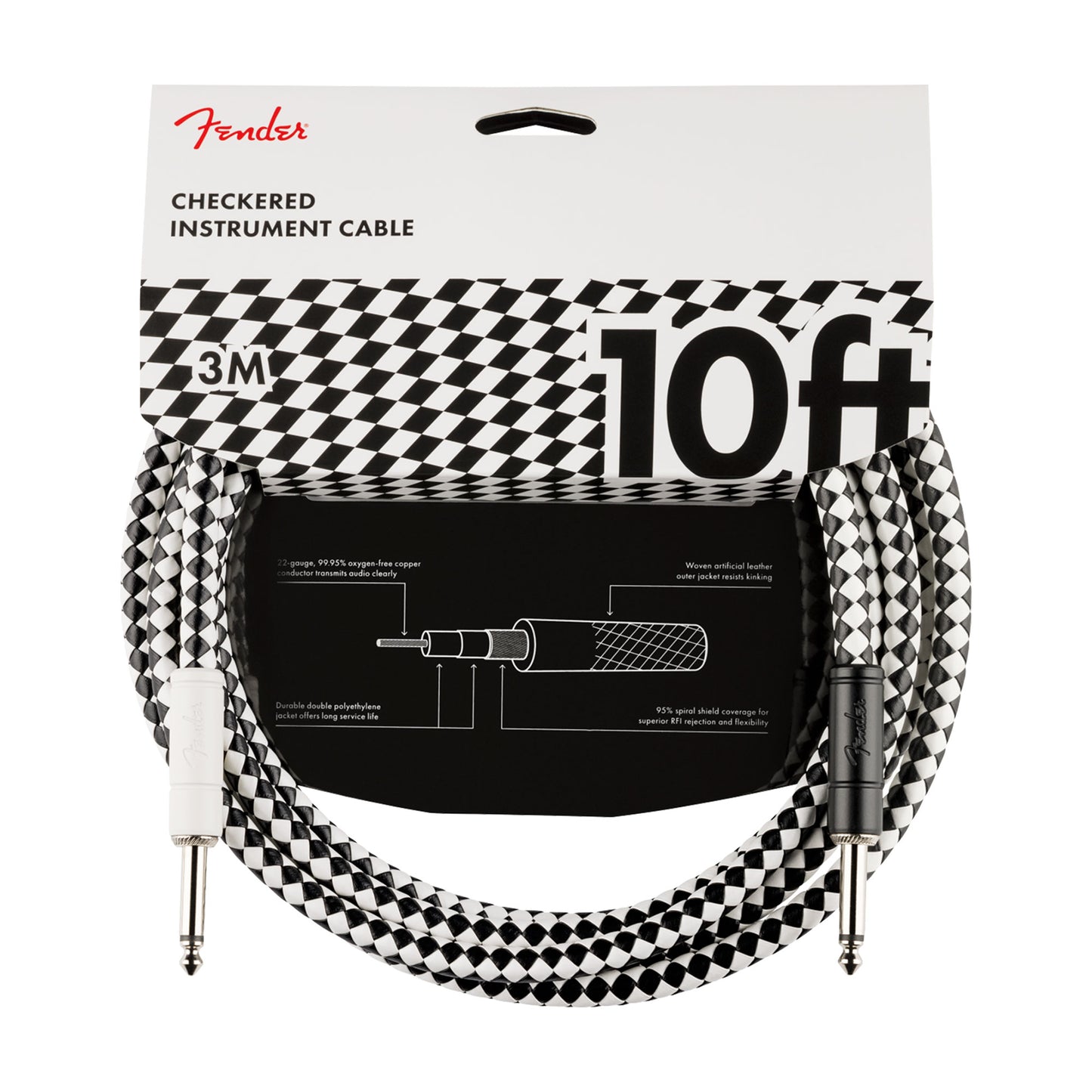 Fender Pro 10' Instrument Cable Checkerboard