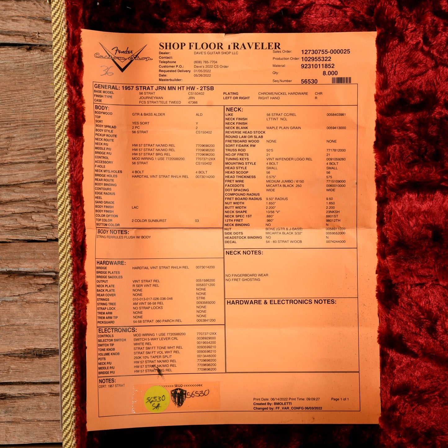 Fender Custom Shop 1957 Stratocaster Hardtail Journeyman Relic 2-Color Sunburst 2023