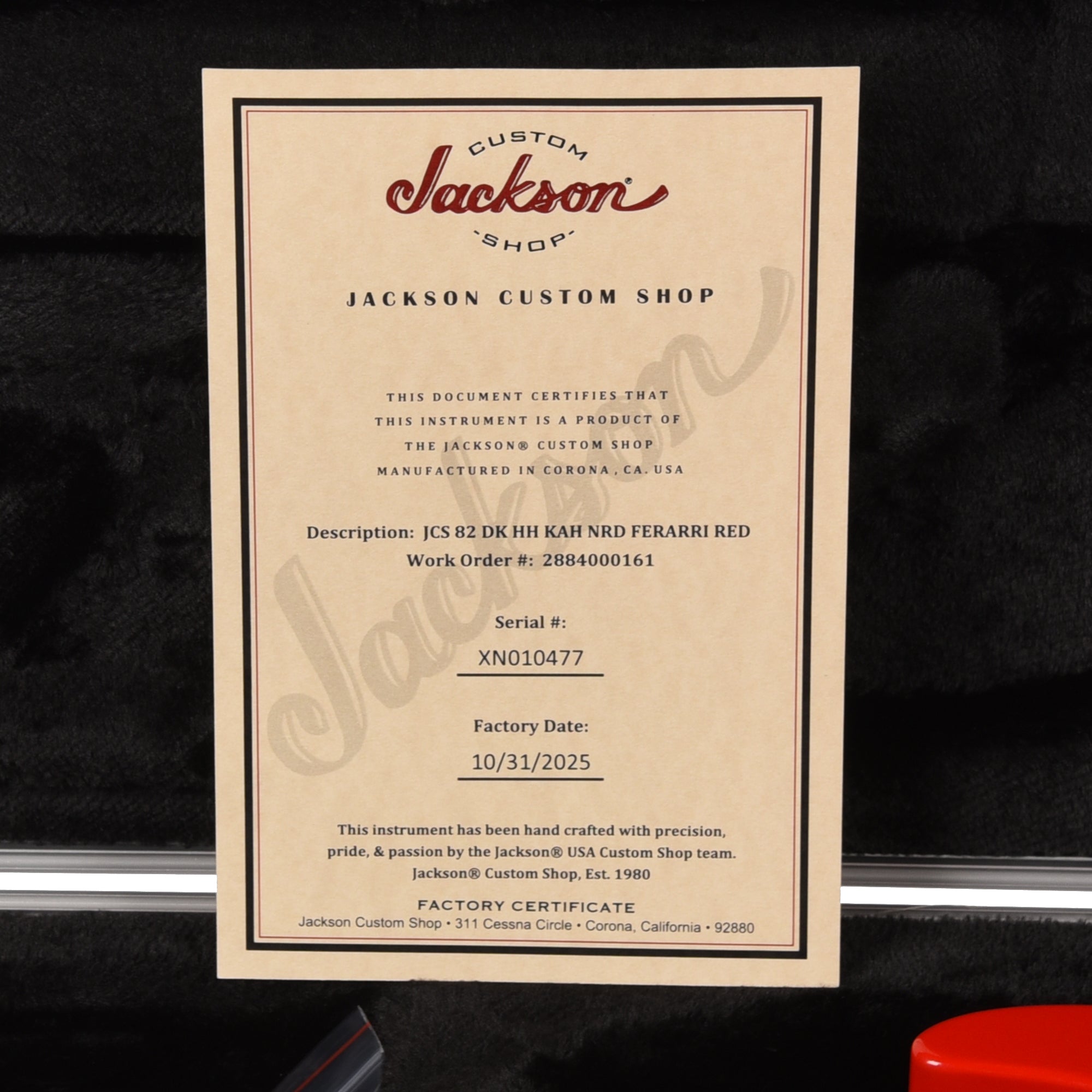 Jackson Custom Shop 1982 Dinky Nitro Relic Dive Bar Ferrari Red