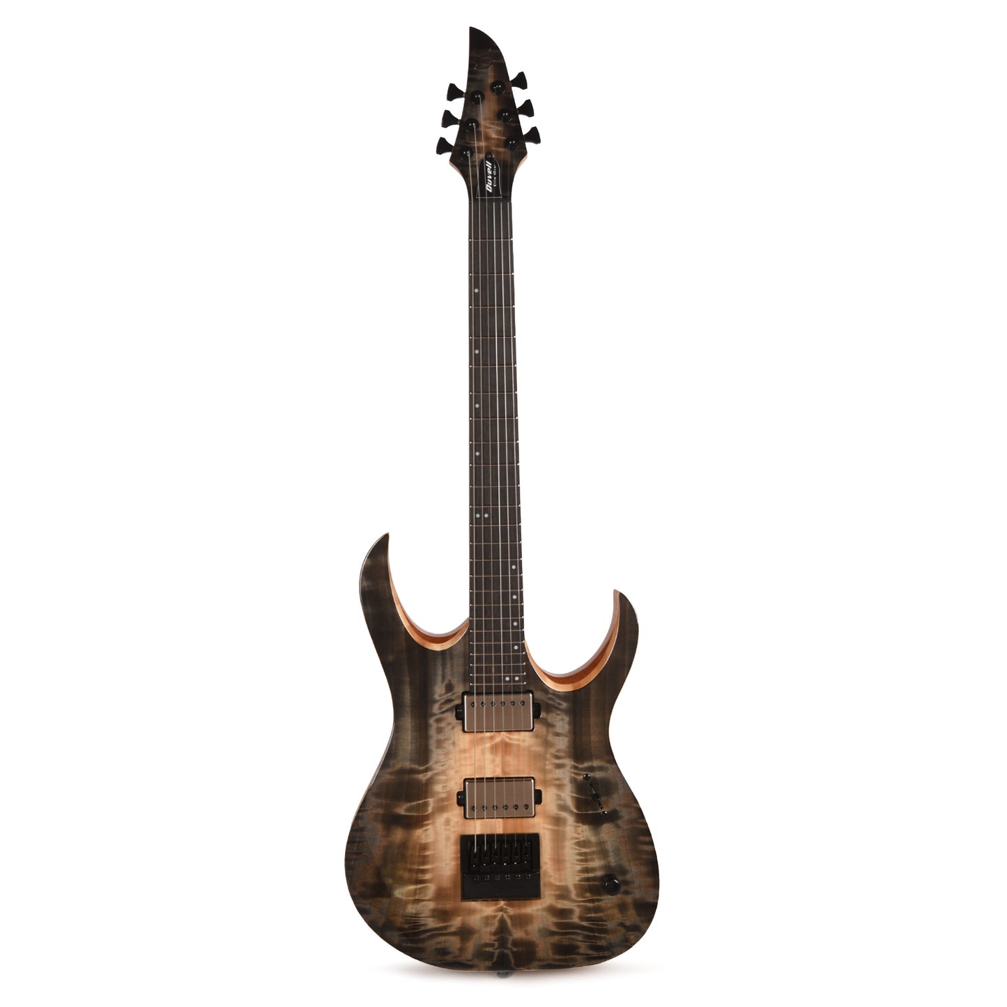 Mayones Duvell Elite 4Ever 6 AAA Curly Poplar Natural Fade Black Burst