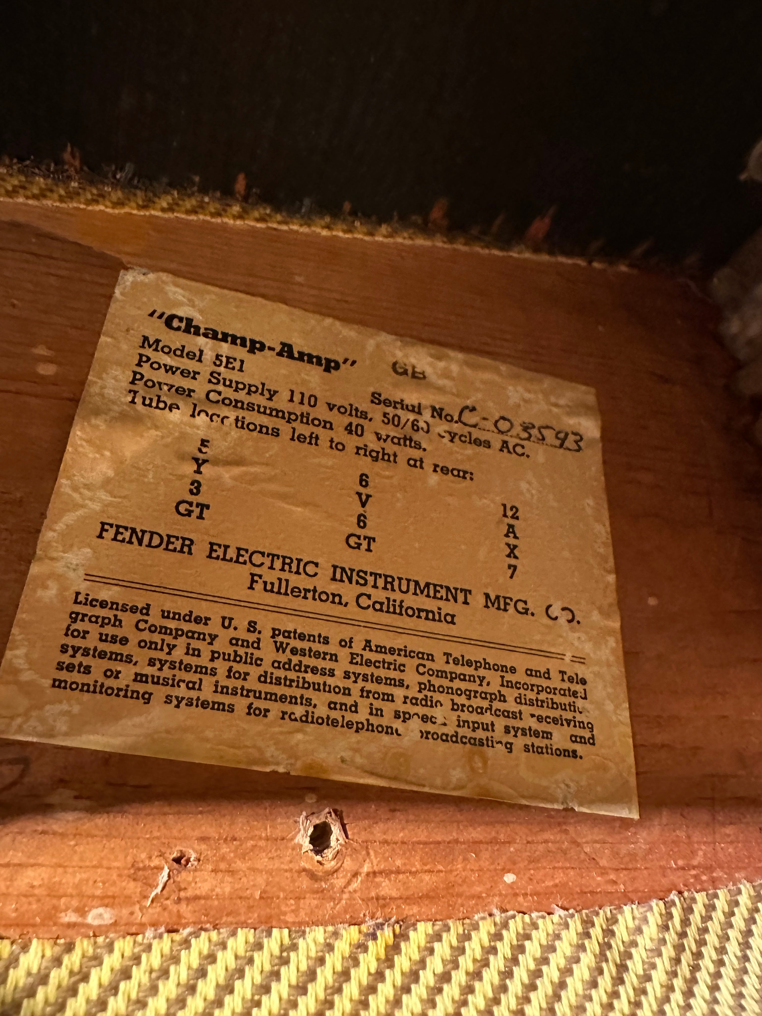 Fender Champ Amp  1957