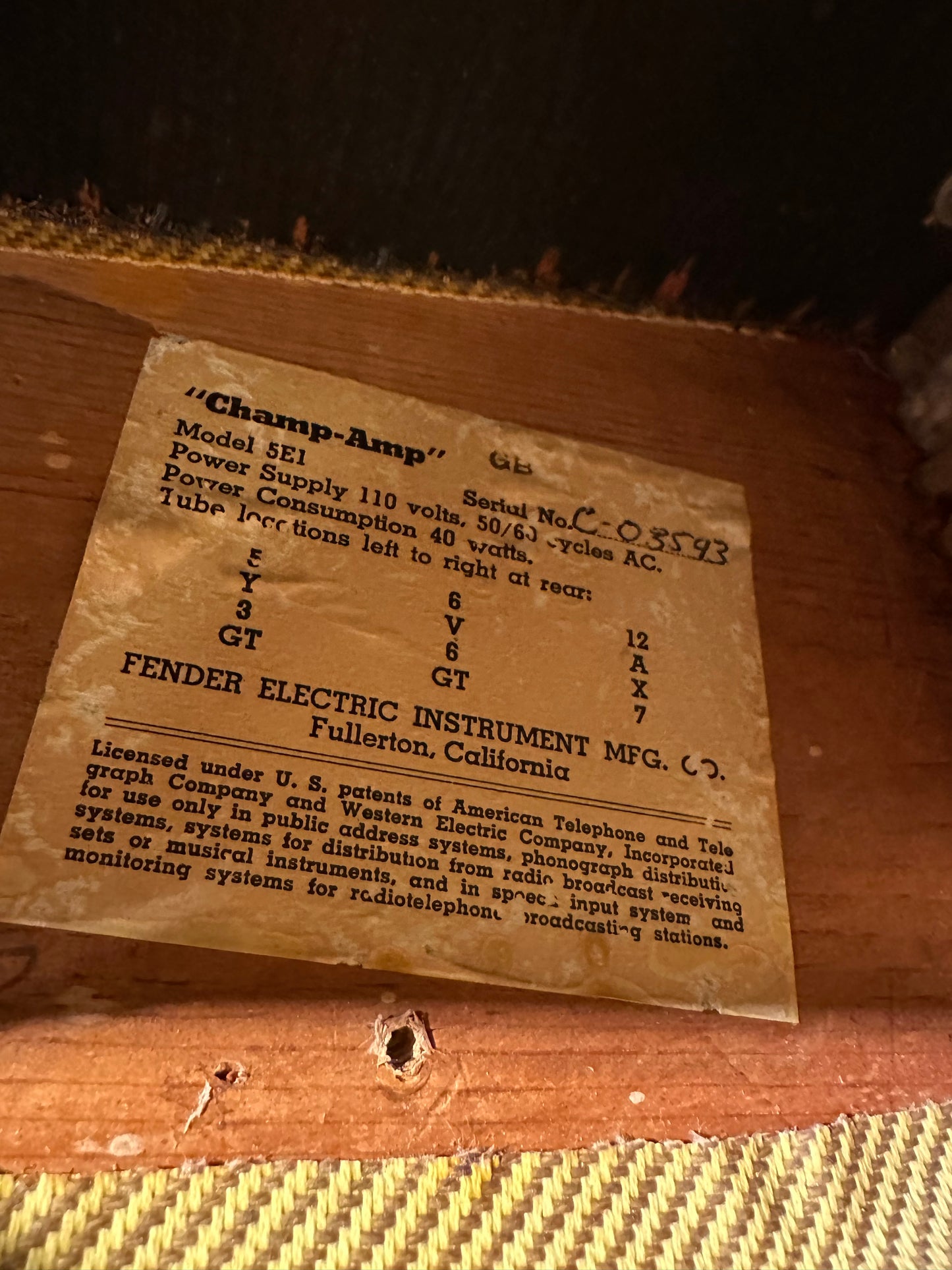 Fender Champ Amp  1957