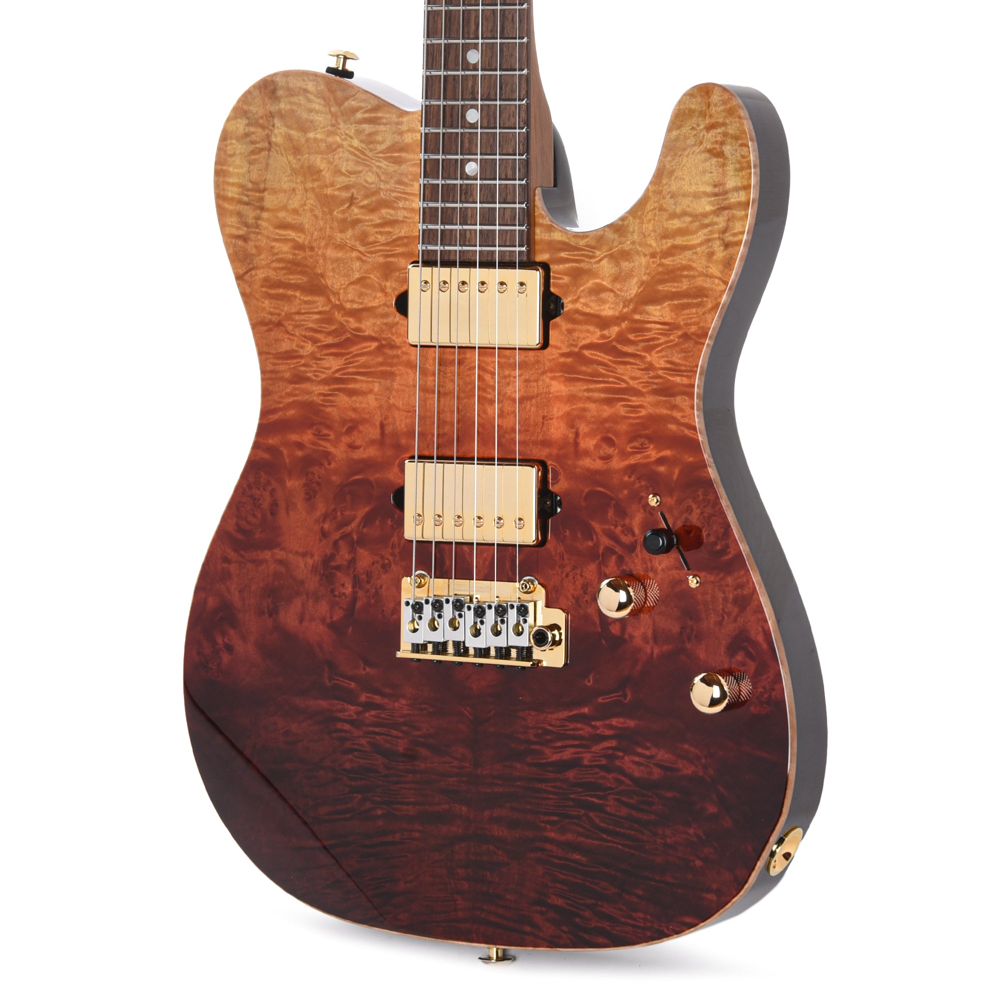 Suhr Custom Modern T Desert Gradient w/CME-Selected Waterfall Burl Maple Top