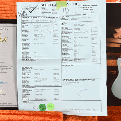 Fender Custom Shop Post Modern Telecaster w/Rosewood Neck Closet Classic Butterscotch Blonde 2018