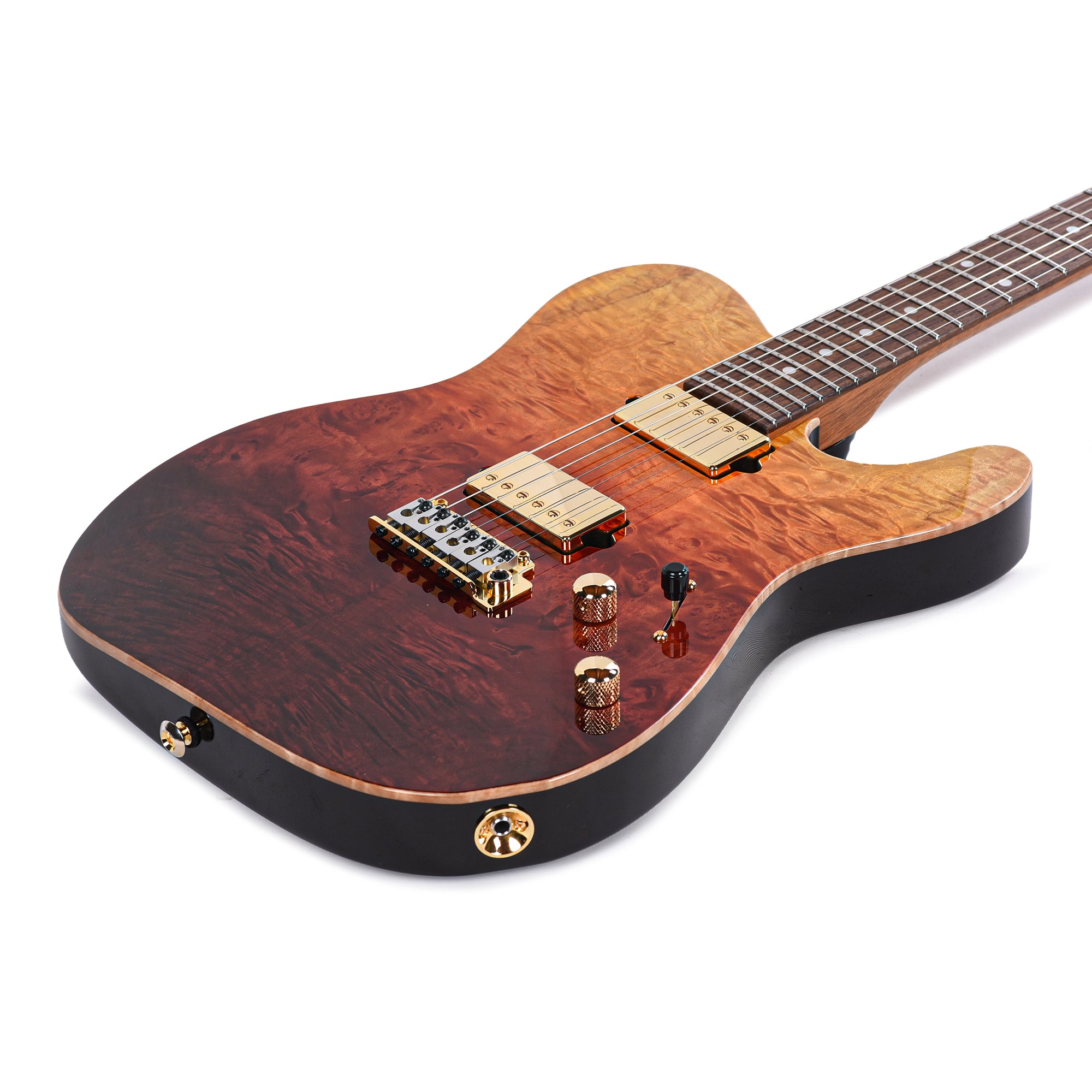 Suhr Custom Modern T Desert Gradient w/CME-Selected Waterfall Burl Maple Top