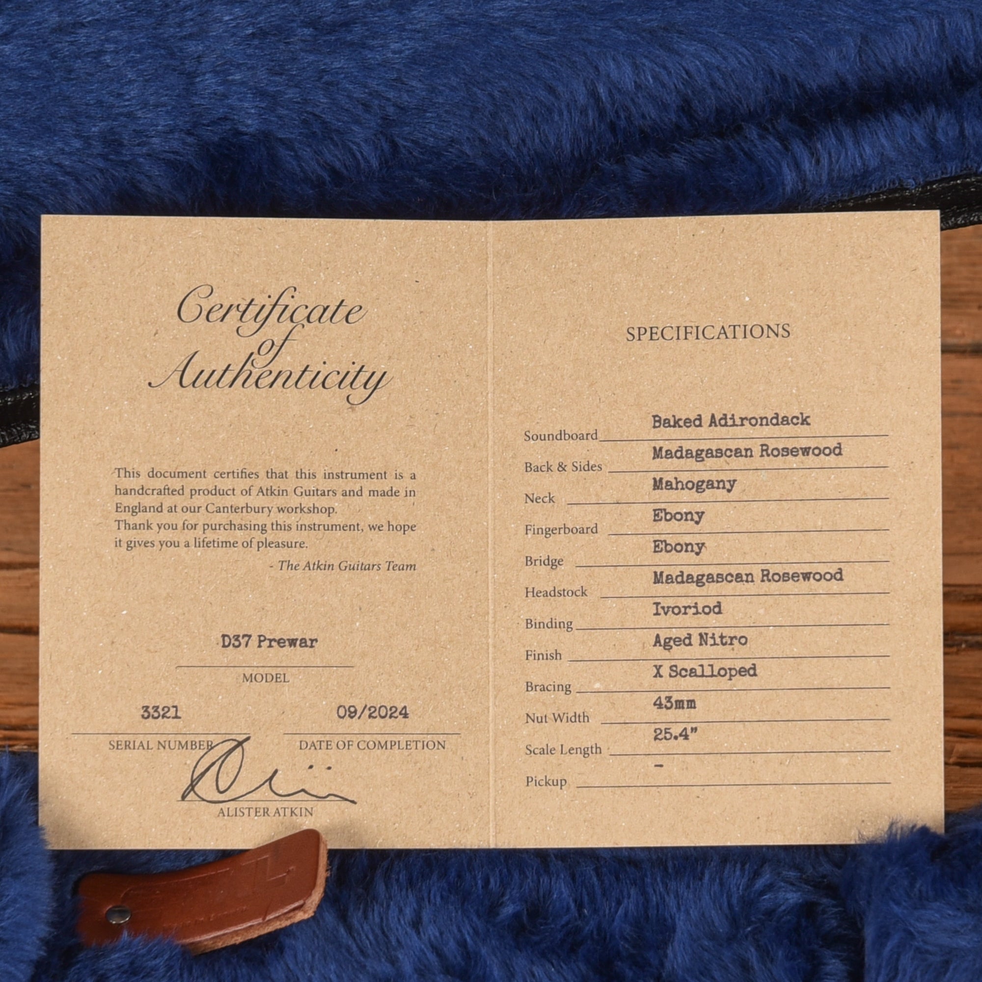 Atkin D37 Pre-War Baked Adirondack/Rosewood Natural