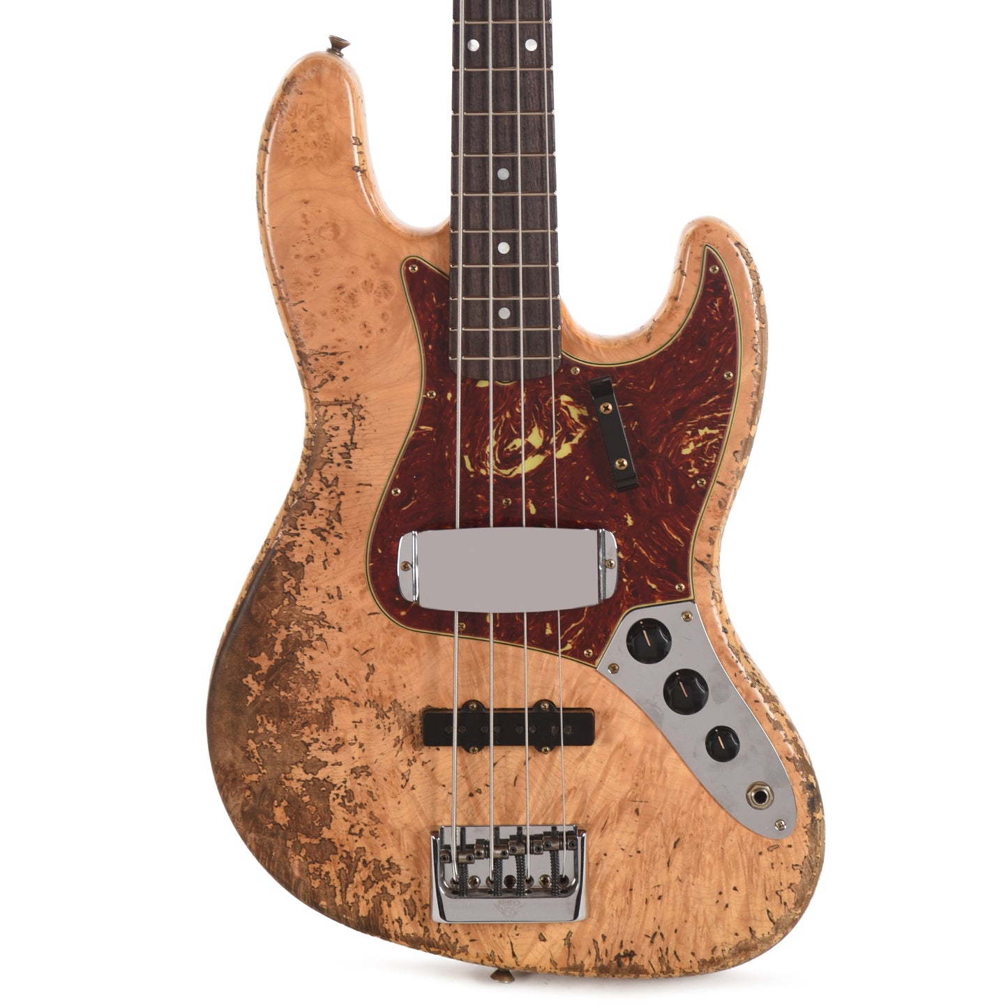 Fender Custom Shop Artisan Maple Burl Jazz Bass Super Heavy Relic Aged Natural