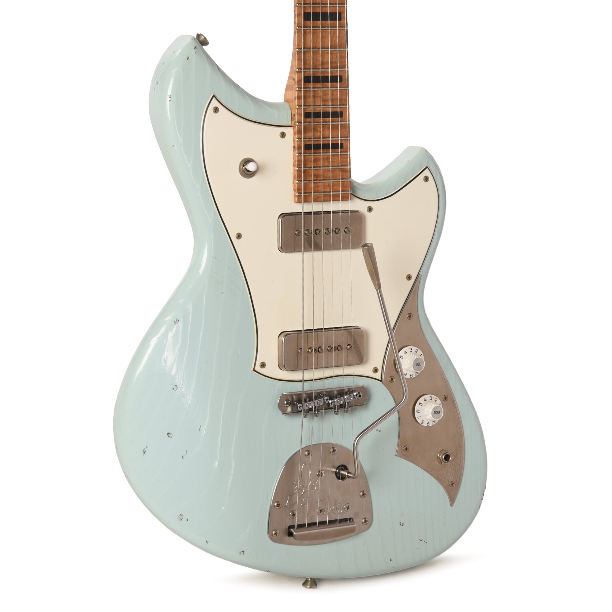 Novo Serus J Light Distress Sonic Blue w/Figured Maple Neck & Fralin P-90s