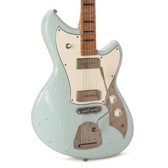 Novo Serus J Light Distress Sonic Blue w/Figured Maple Neck & Fralin P-90s