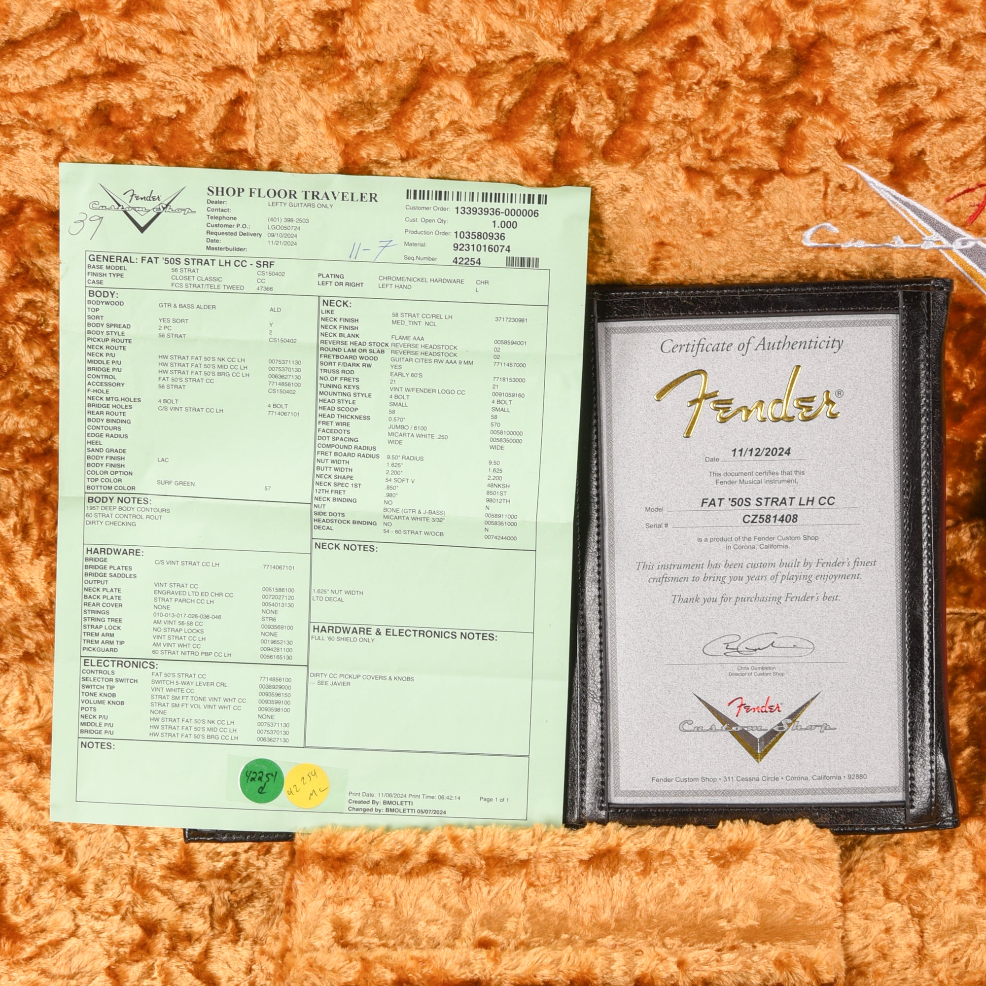 Fender Custom Shop Fat '50s Stratocaster CC Surf Green 2024 LEFTY