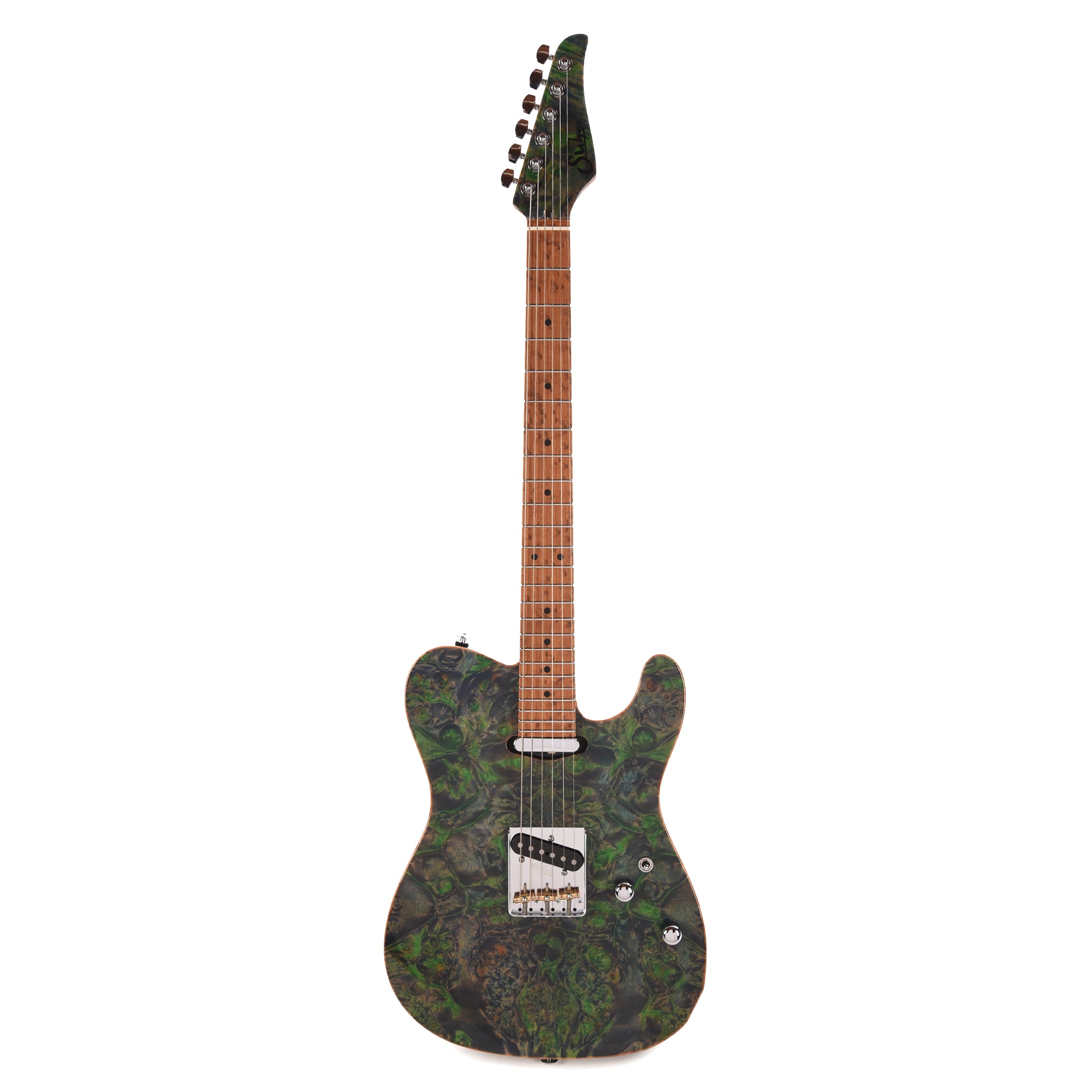 Suhr Custom Modern T Trans Algae w/CME-Selected Burl Maple Top