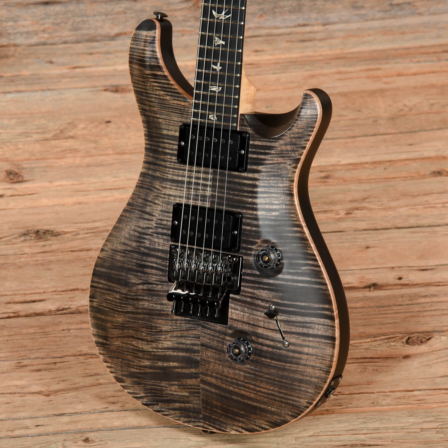 PRS Custom 24 FLoyd Wood Library 10-Top Satin Charcoal 2019