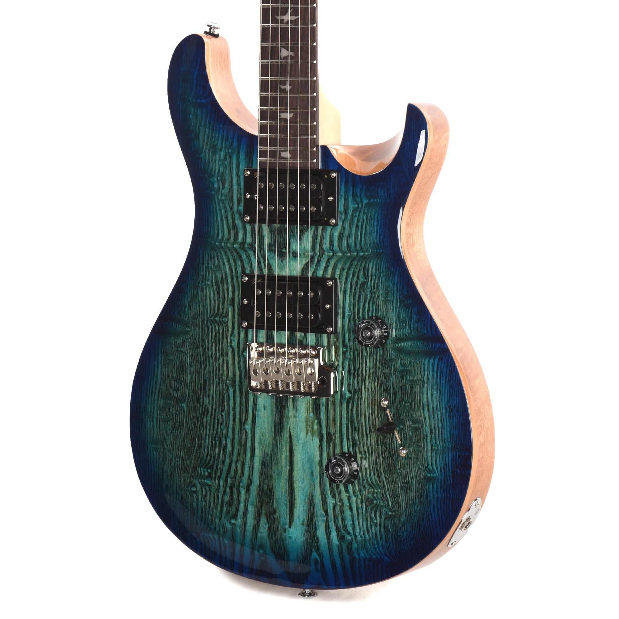 PRS Limited Edition SE Exotic Custom 24 Swamp Ash Burl Lake Blue w/Natural Back
